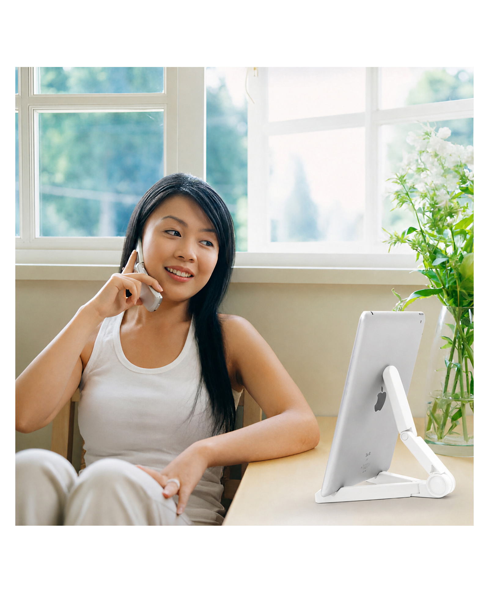 MOMISY Foldable Tablet & Mobile Stand Multi-Angle Adjustable Holder (White)-image-33