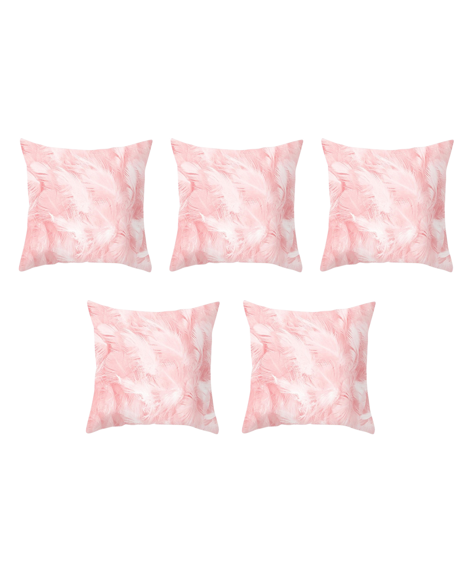 MOMISY Cushion Cover Set of 5 Decorative Throw Pillow Covers for Living Room & Bedroom, 45 x 45 cm (Leaves Pink B)-image-2