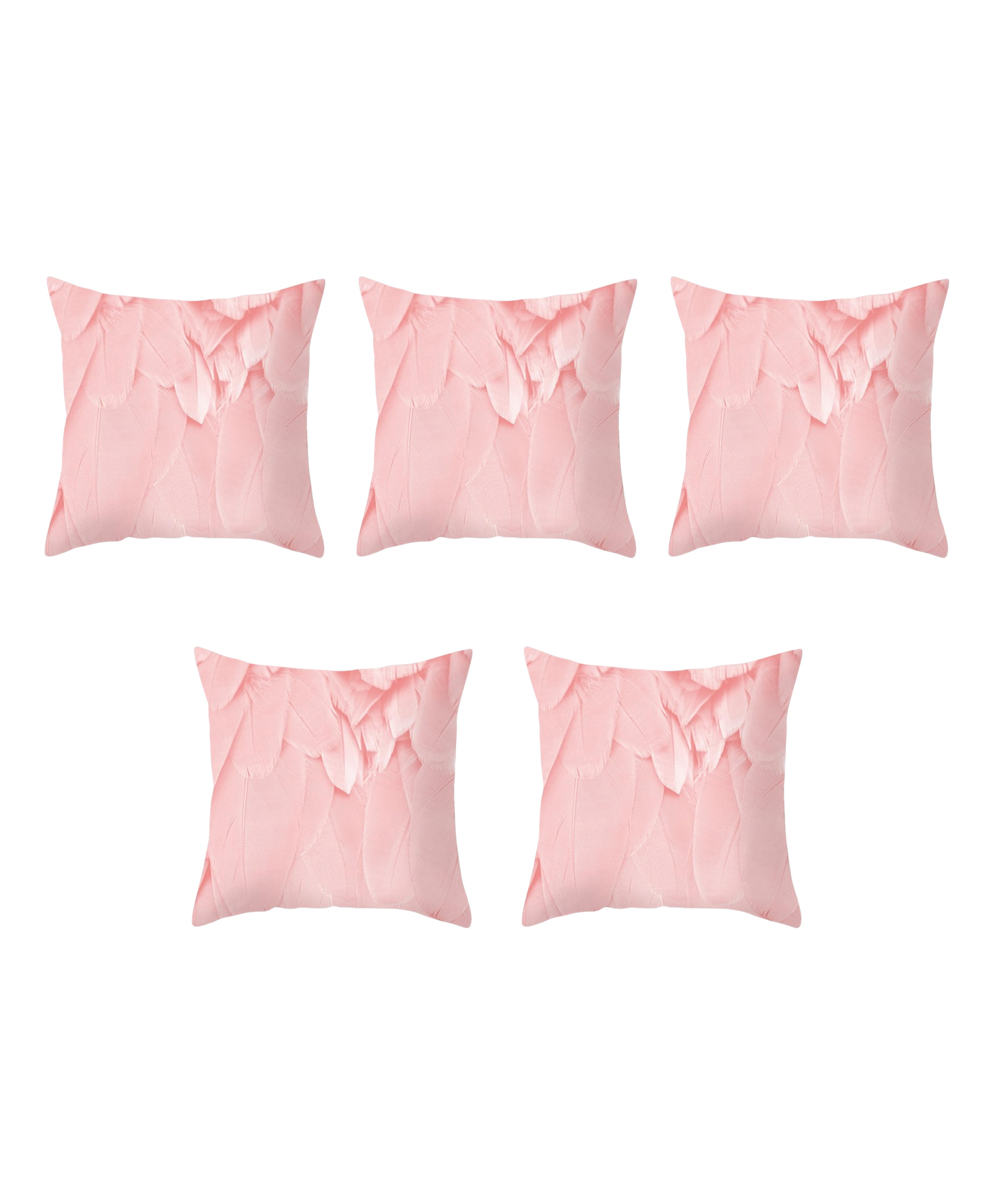 MOMISY Cushion Cover Set of 5 Decorative Throw Pillow Covers for Living Room & Bedroom, 45 x 45 cm (Leaves Pink A)-image-31