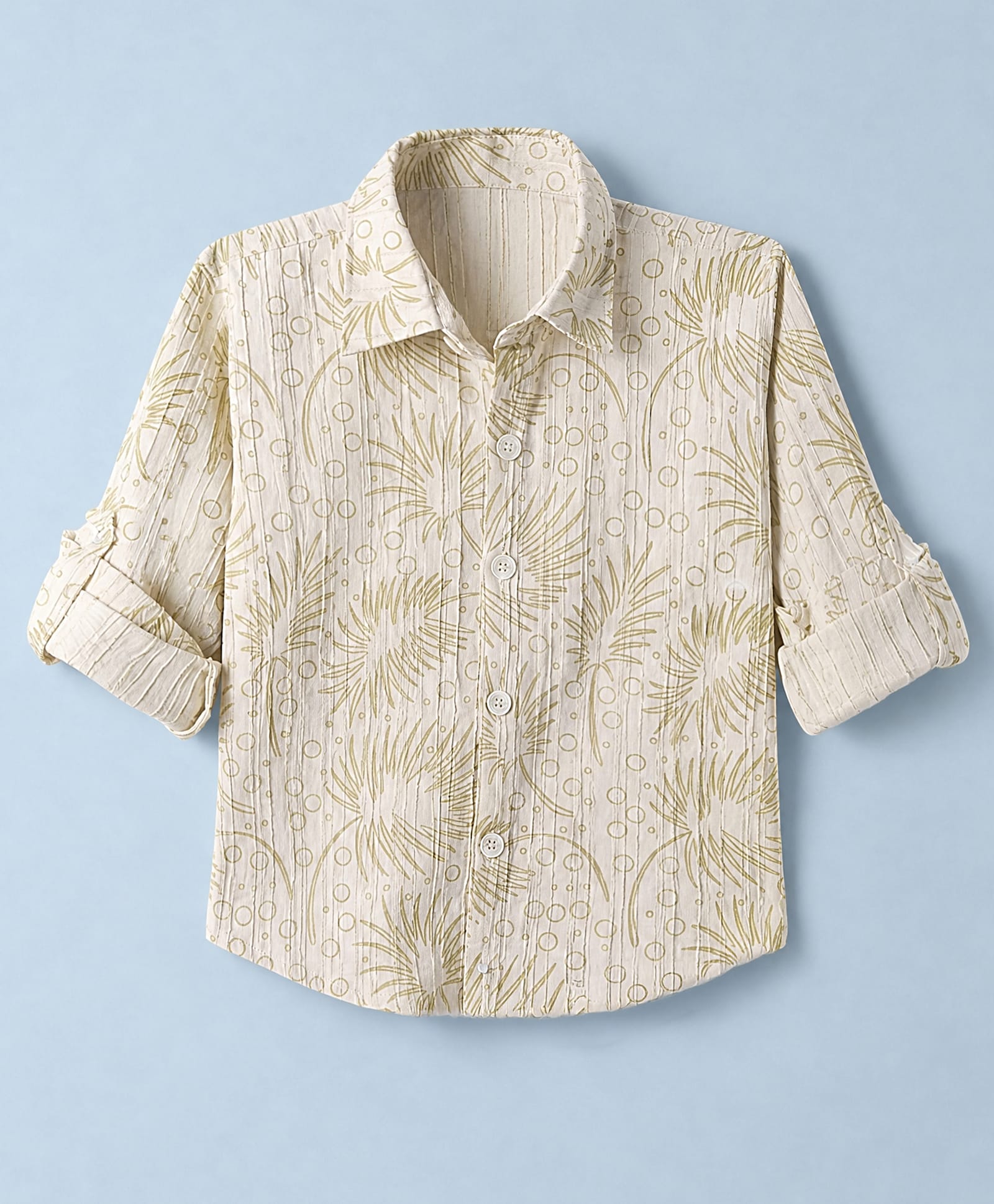 Dapper Dudes Cotton Woven Shirt with Full Sleeves and Tropical Theme Print - Yellow-image-11