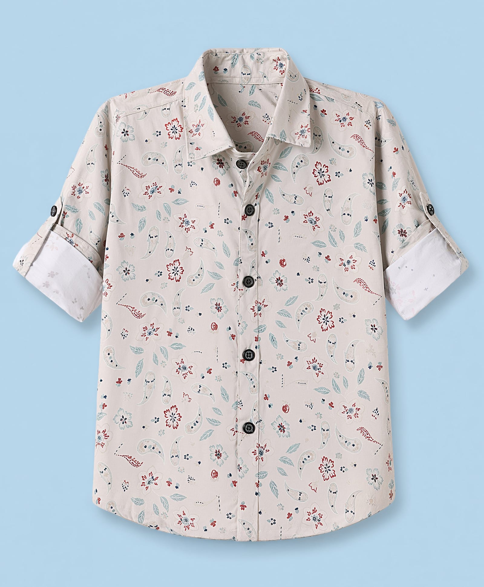 Dapper Dudes Cotton Woven Shirt with Full Sleeves and Floral Print - Tan-image-8