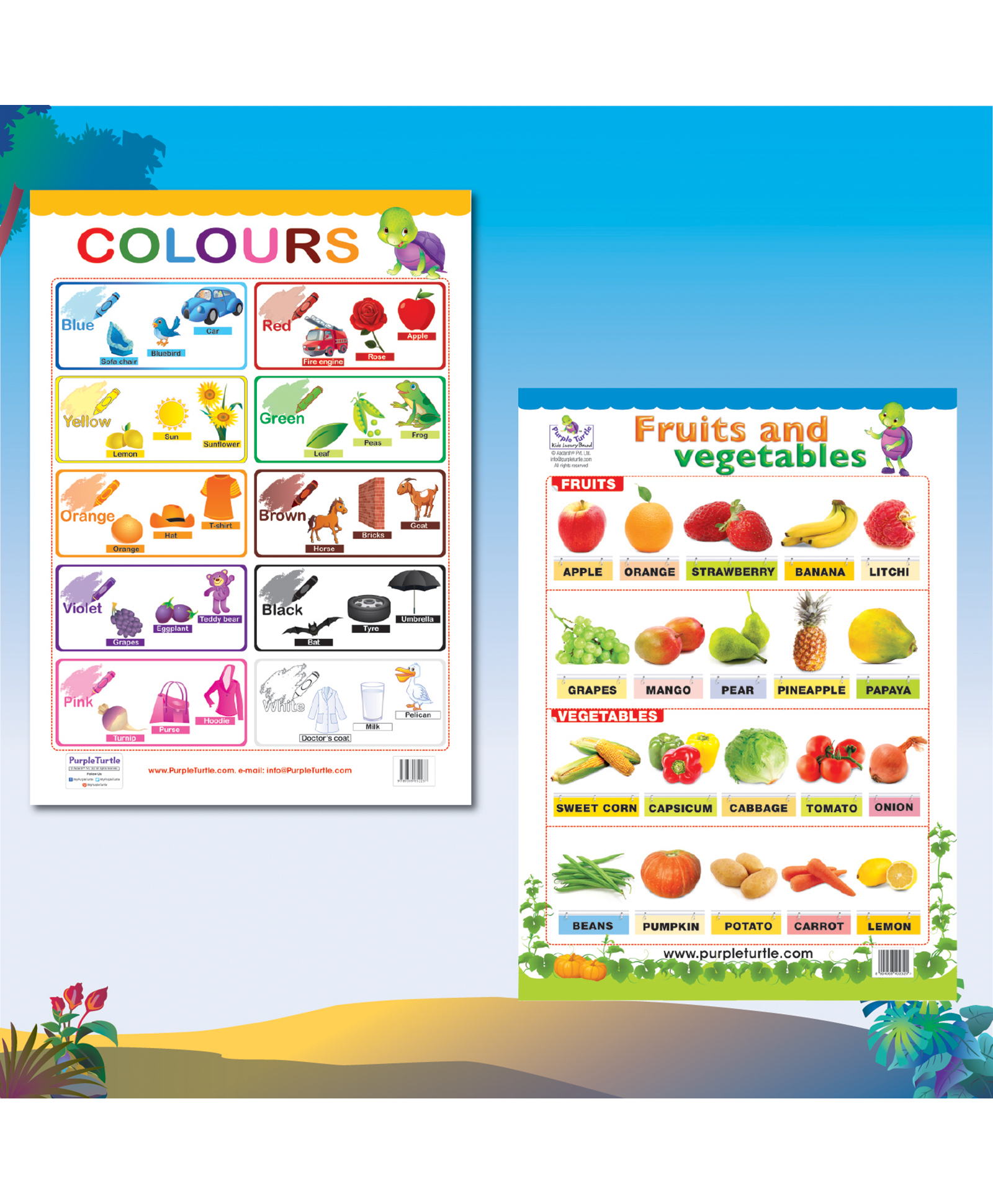 Early Learning Educational Wall Charts for Kids Preschool Nursery & Homeschool Learning Posters, Colours Chart and Fruits & Vegetables Chart for Classroom & Home Ages 2 to 10-English-image-34