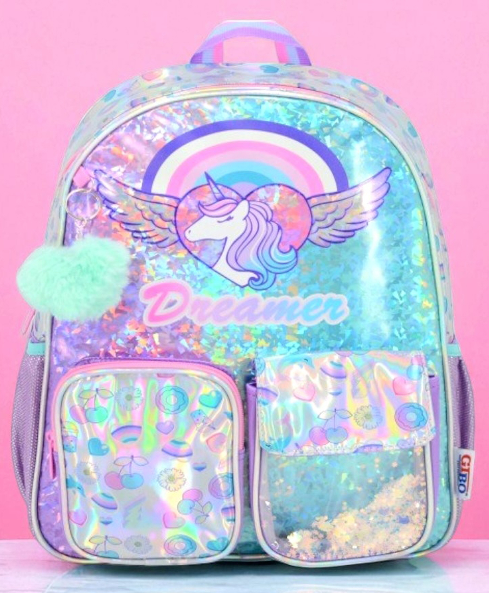 Elecart 16 Inches Unicorn School Backpack for Girls Holographic Dreamer Bag with 2 Front Pockets, Side Mesh, Lightweight & Durable, Glitter Rainbow Design Perfect for Kids, Teens & School Supplies-image-21