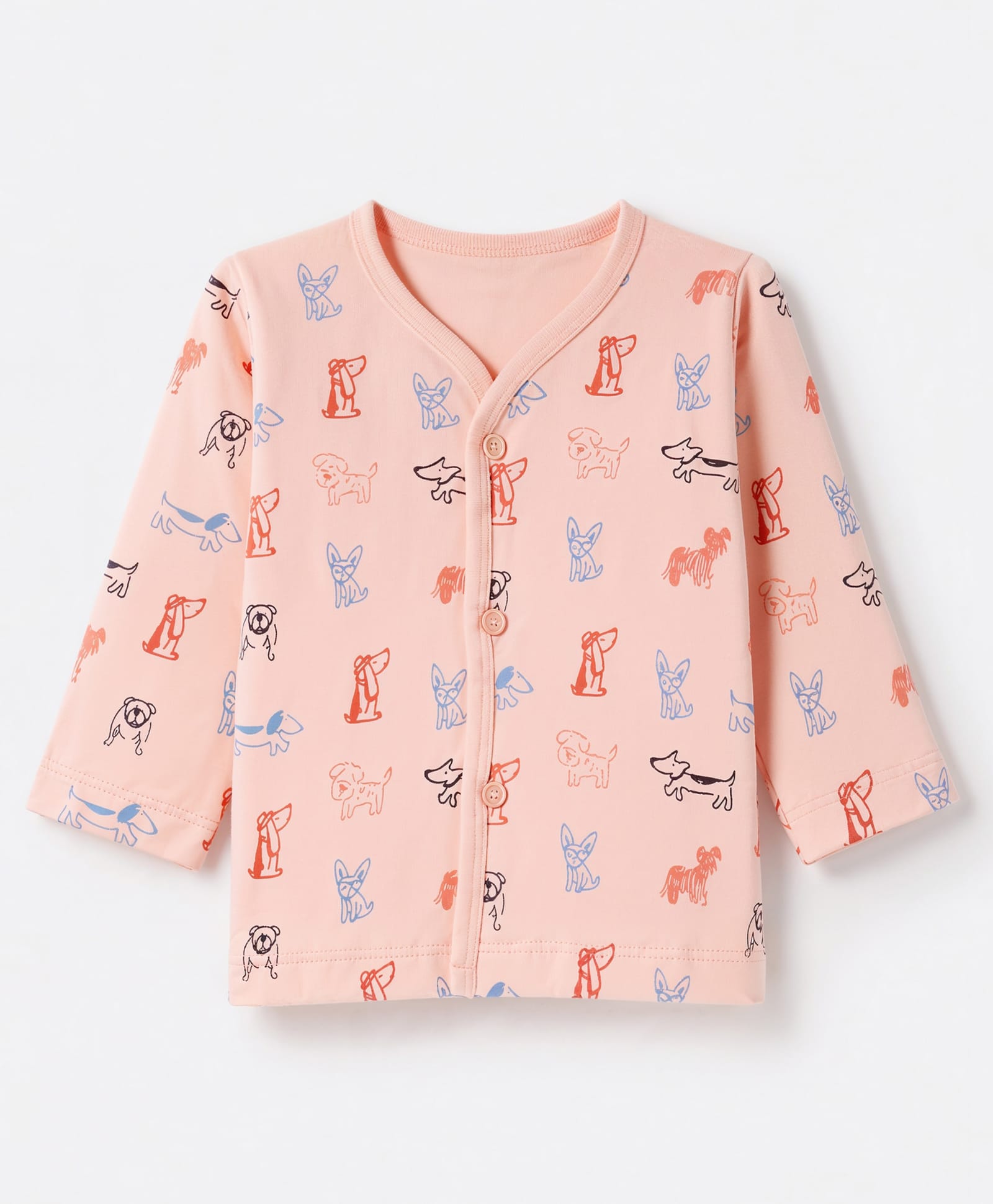 Tango Interlock Knit Full Sleeves Jhablas with Puppy Print - Orange-picture-2