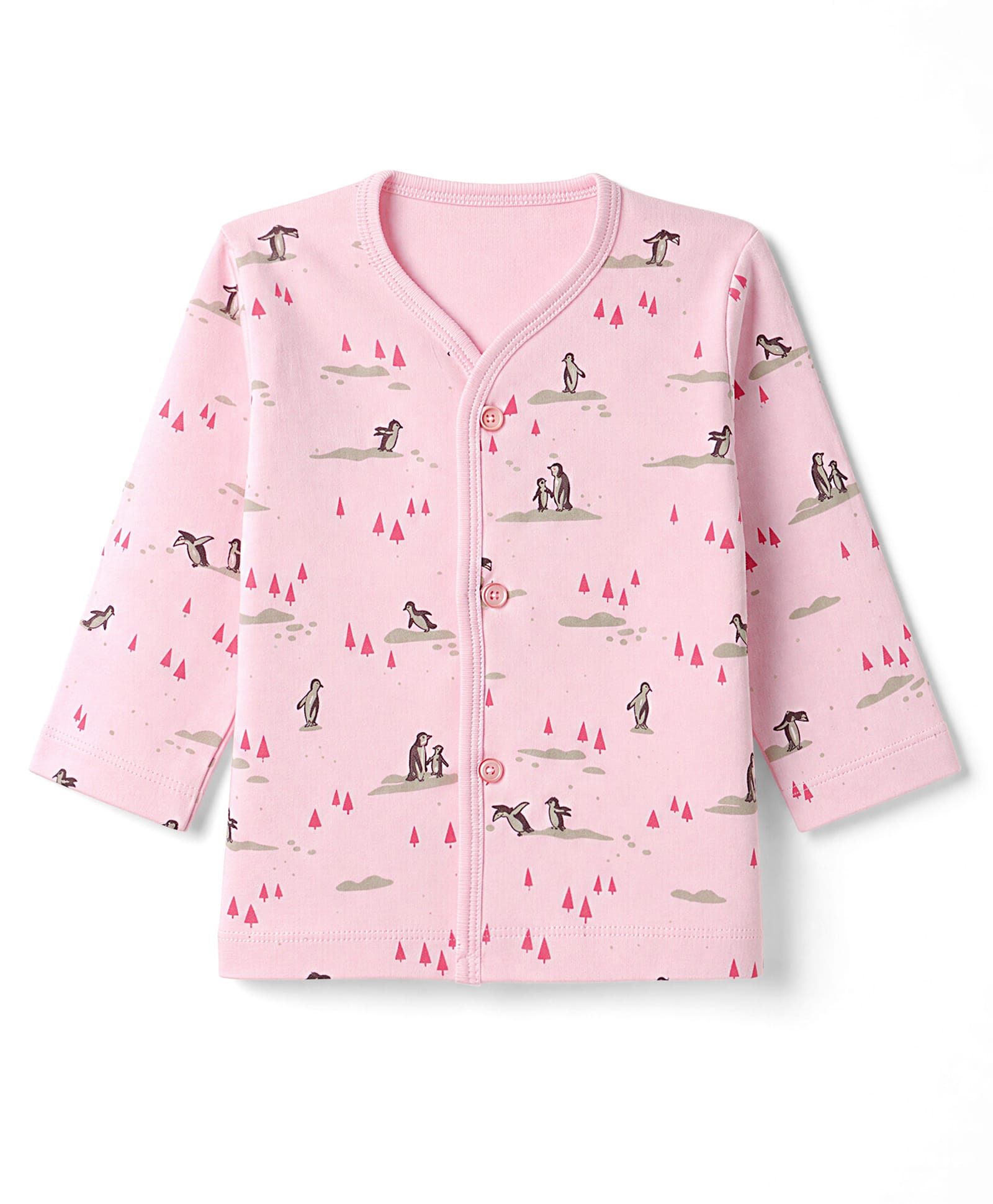 Tango Interlock Knit Full Sleeves Jhabla With Penguin Print - Pink-picture-41
