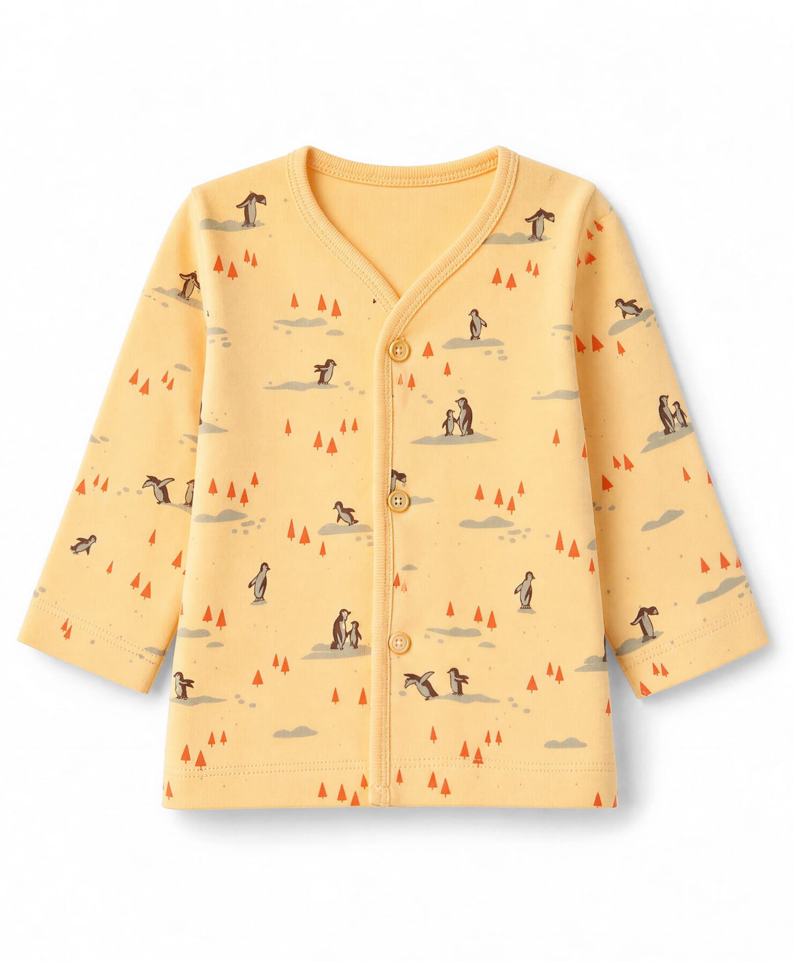 Tango Interlock Knit Full Sleeves Jhabla With Penguin Print - Yellow-picture-40