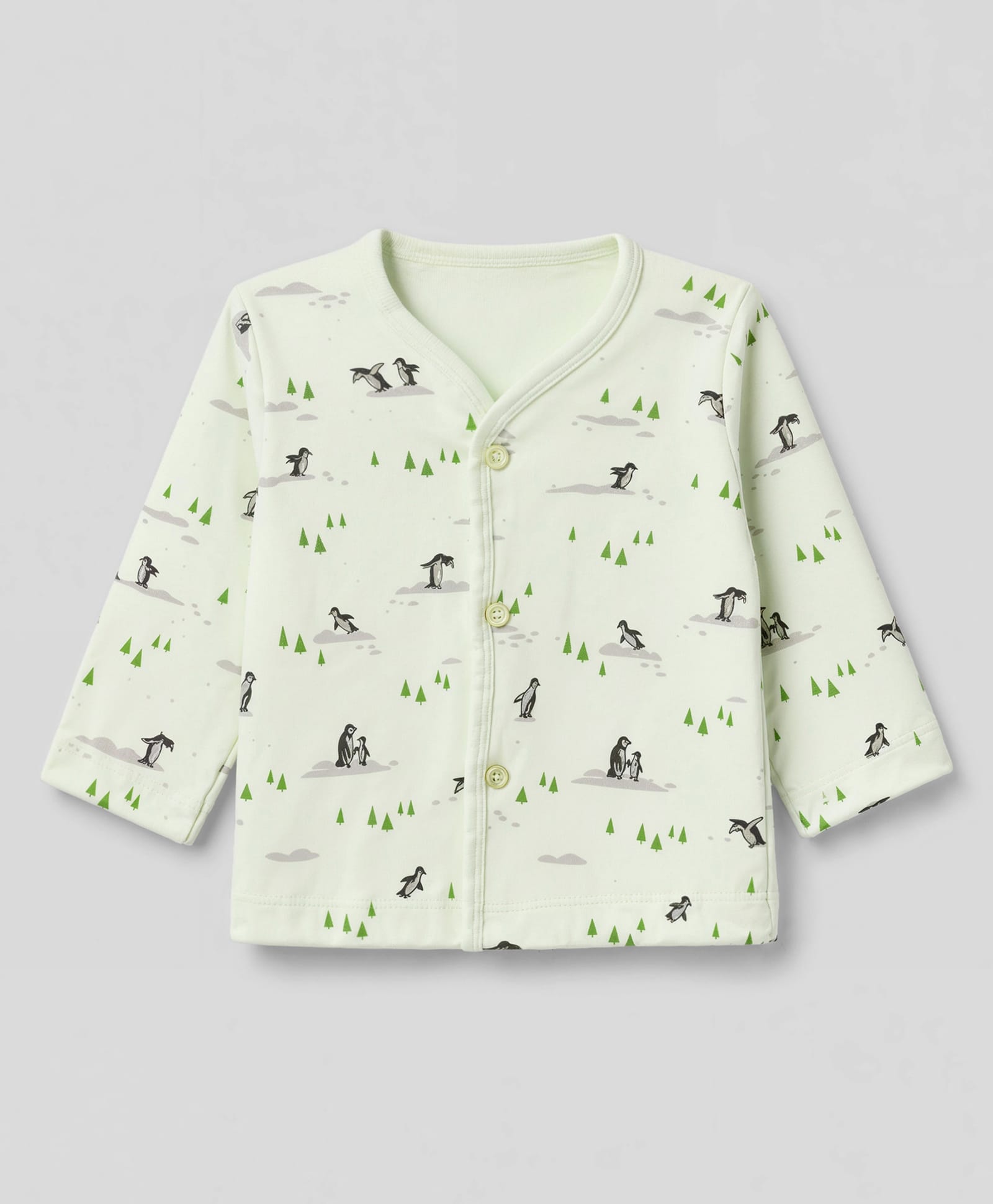 Tango Interlock Knit Full Sleeves Jhablas With Penguins Print -Green-picture-5