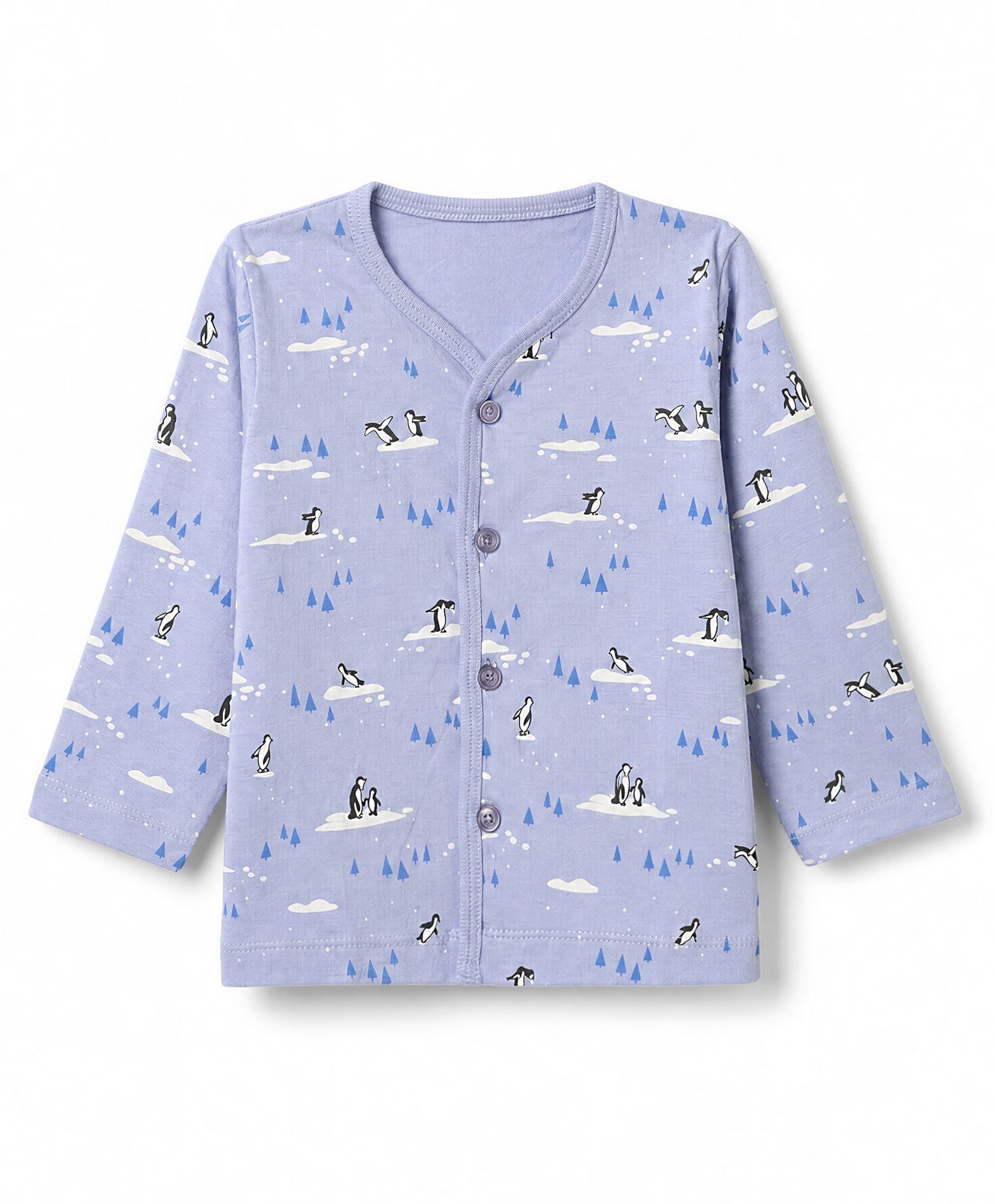 Tango Interlock Knit Full Sleeves Jhabla With Penguin Print - Blue-picture-37