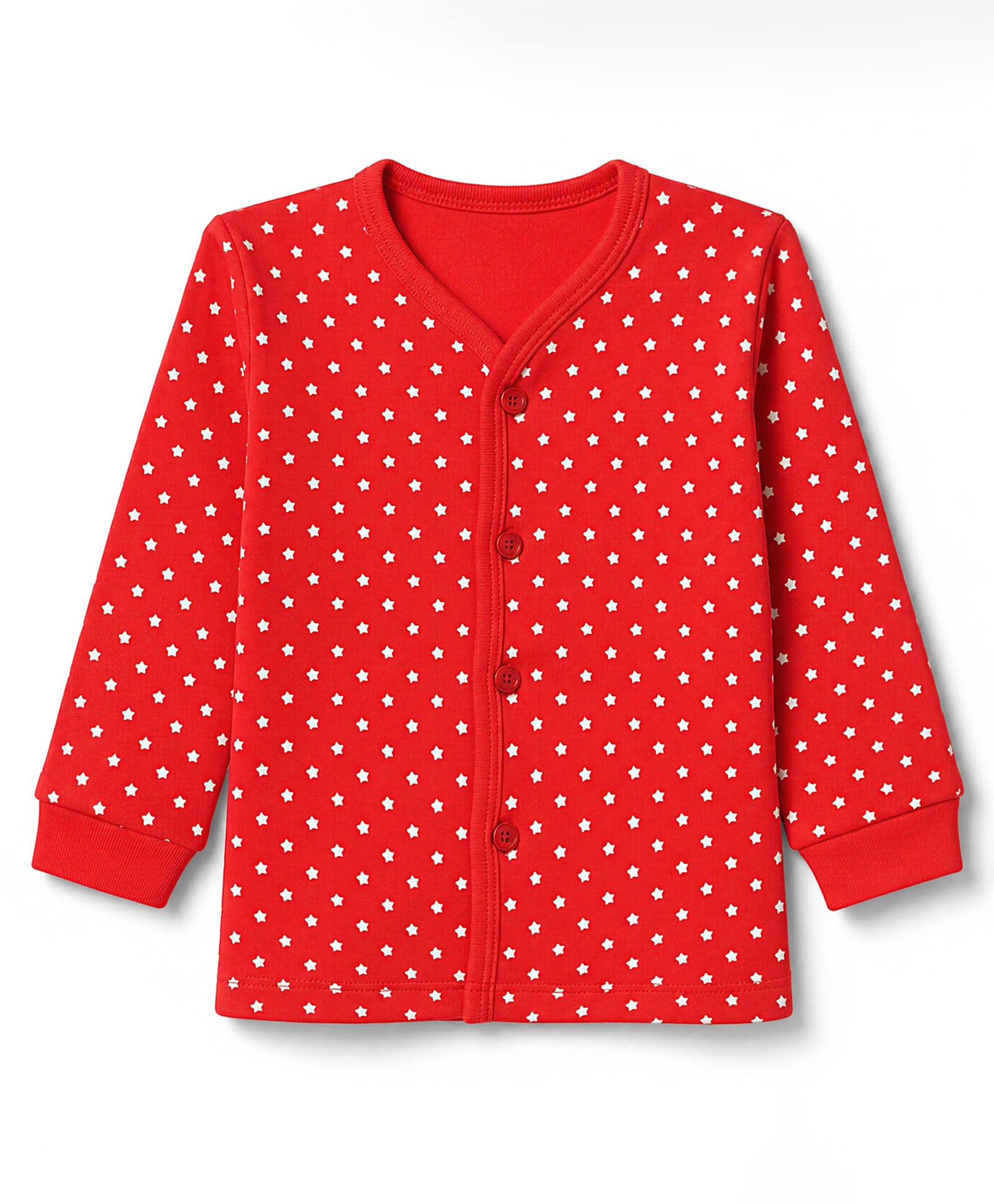 Tango Interlock Knit Full Sleeves Jhabla With Star Print - Red-picture-15