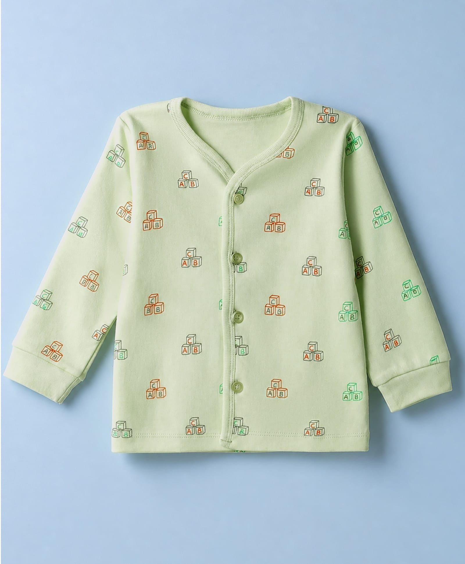 Tango Interlock Knit Full Sleeves Jhabla With Penguin Print - Green-picture-3