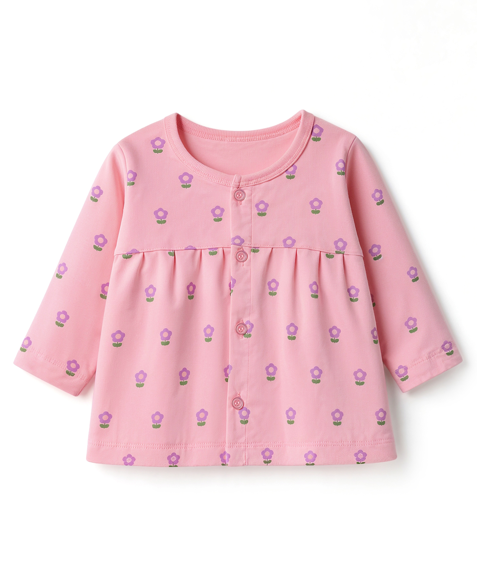 Tango Interlock Knit One Piece Dress with Full Sleeves and Floral Print - Pink-picture-28