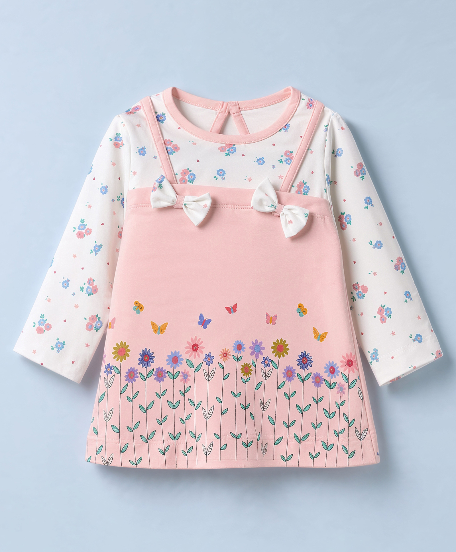 Tango Interlock Knit One Piece Dress with Full Sleeves and Floral Print - Pink-picture-28