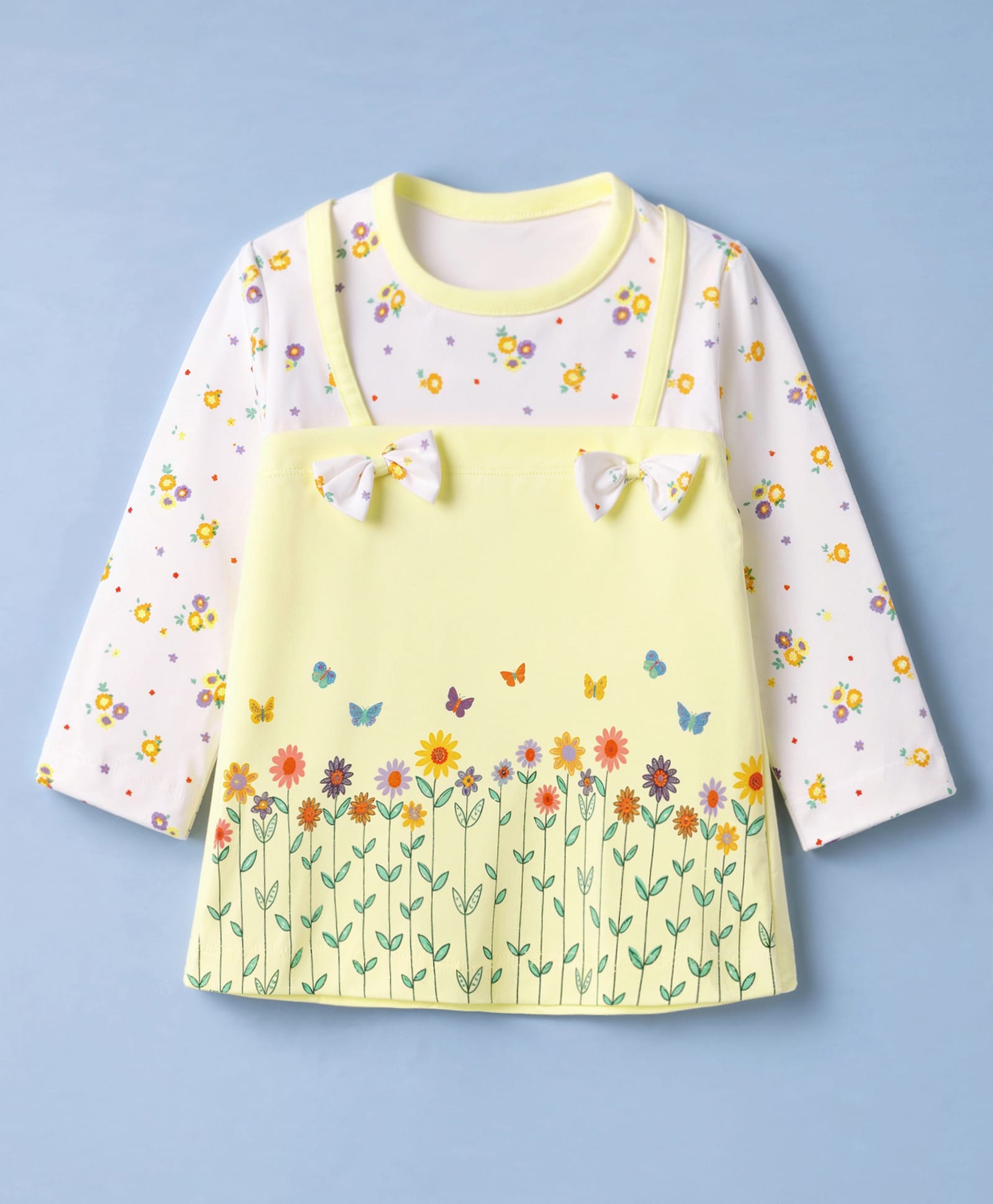 Tango Interlock Knit One Piece Dress with Full Sleeves and Floral Print - Yellow-picture-28