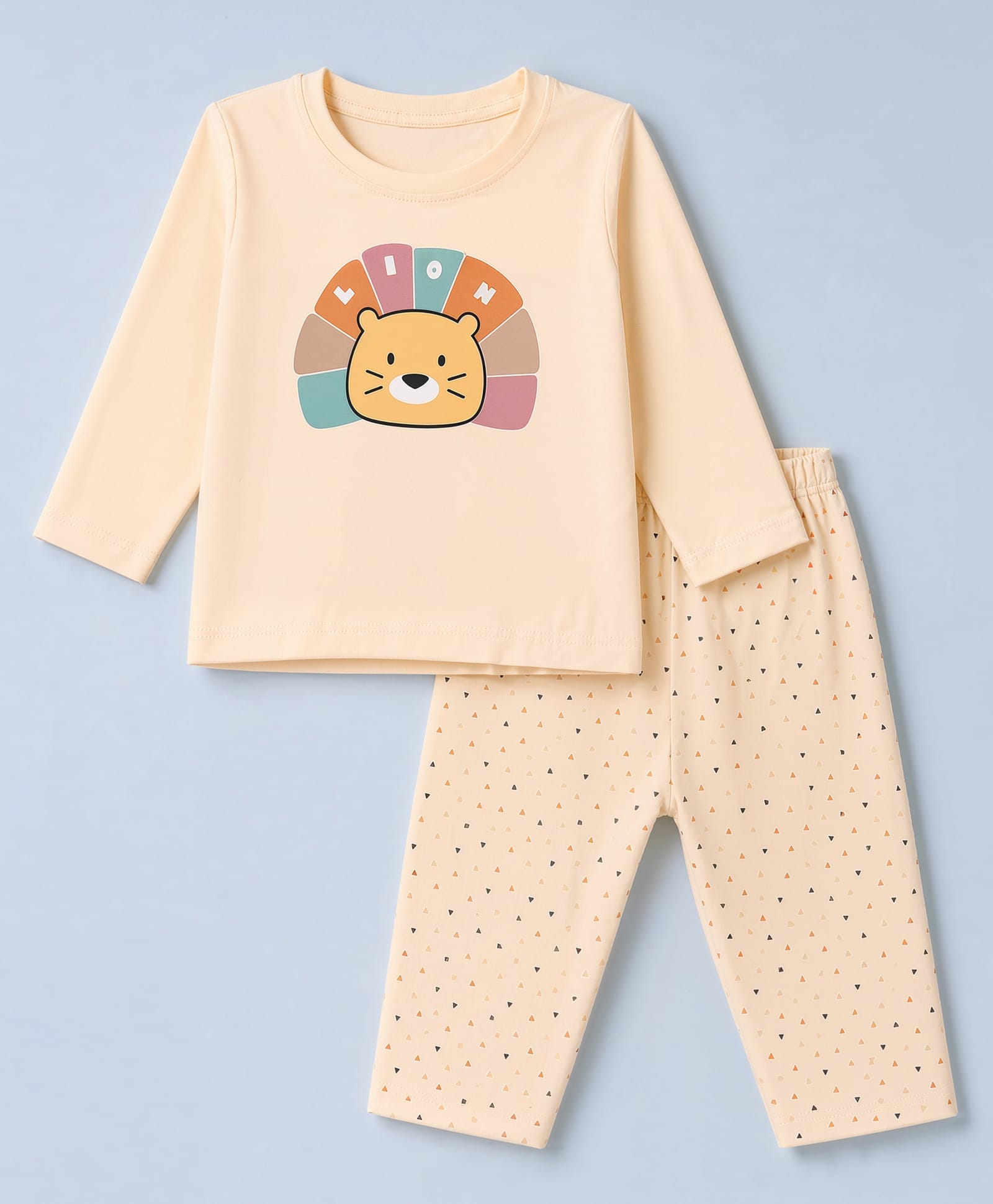 Tango Single Jersey Full Sleeves Tshirt and Bottomwear Cream 12-18M Boys-picture-21
