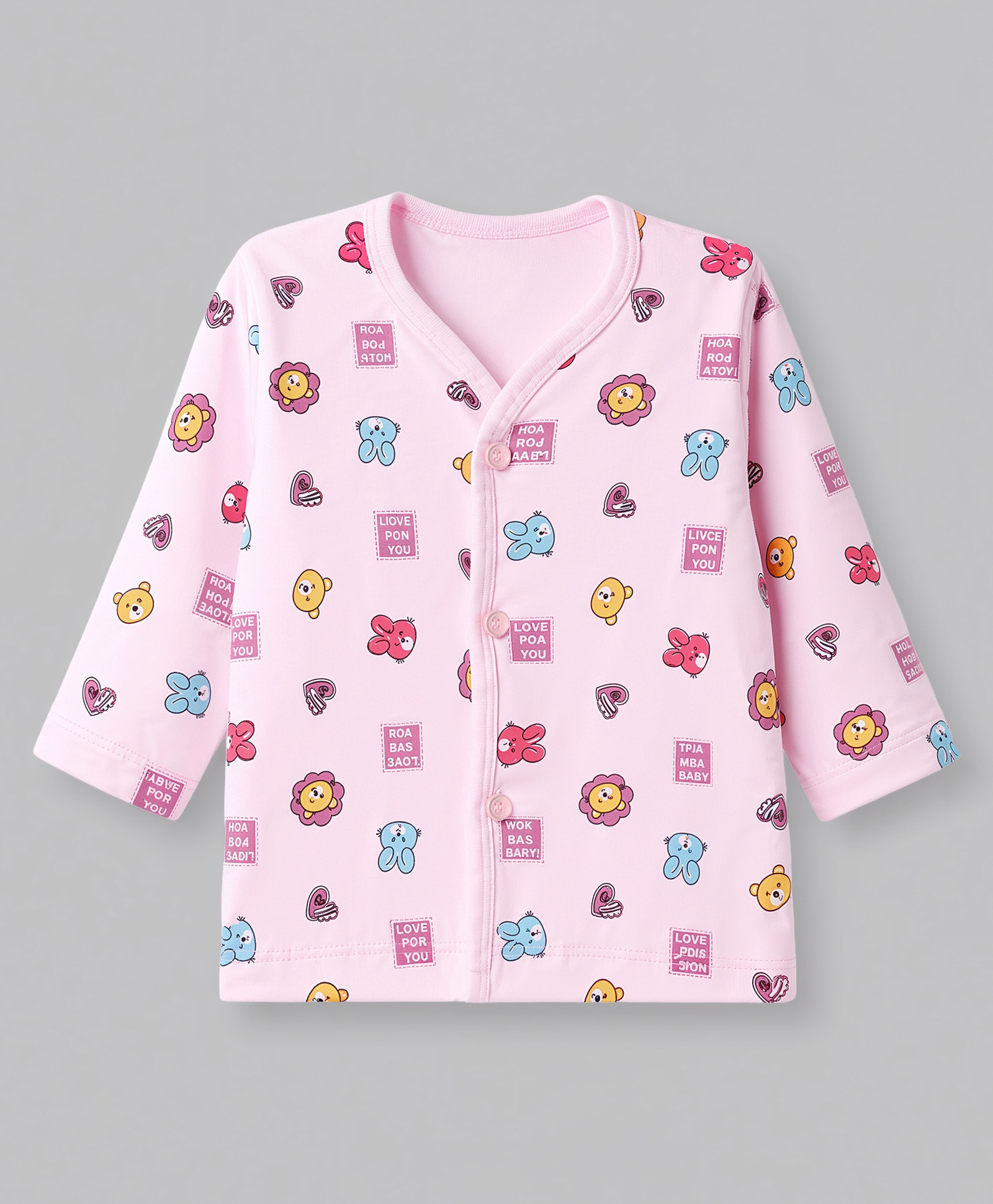 Tango Interlock Knit Full Sleeves Jhablas With Cartoon & Text Print - Pink-picture-46