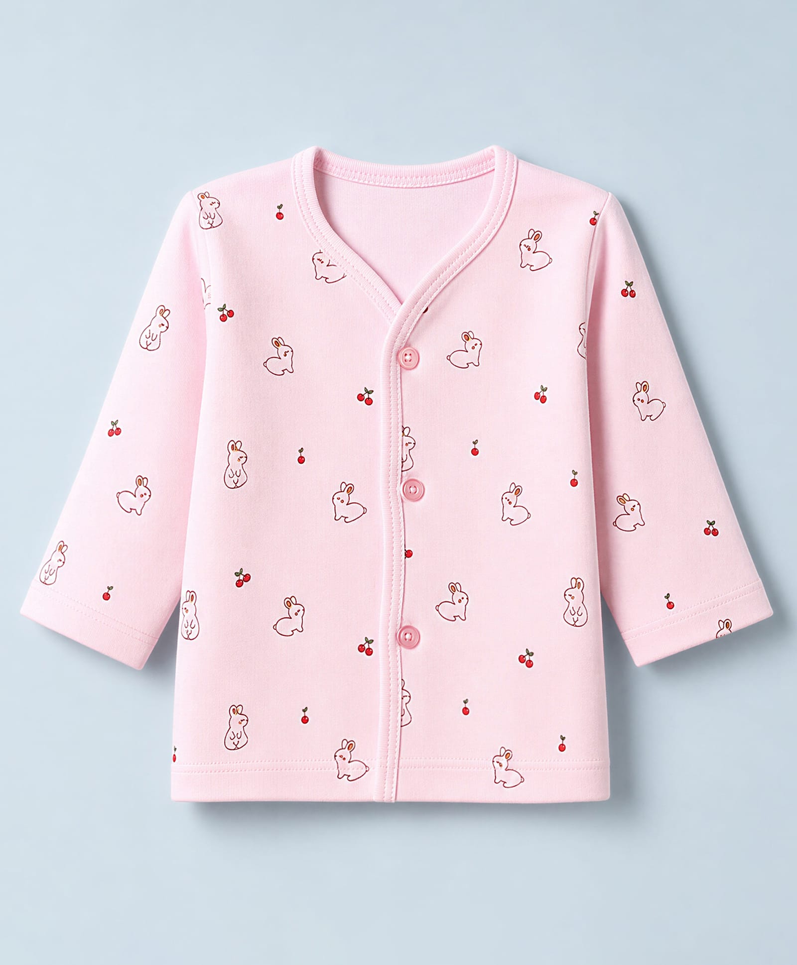 Tango Interlock Knit Full Sleeves Jhabla With Rabbit Print - Pink-picture-8
