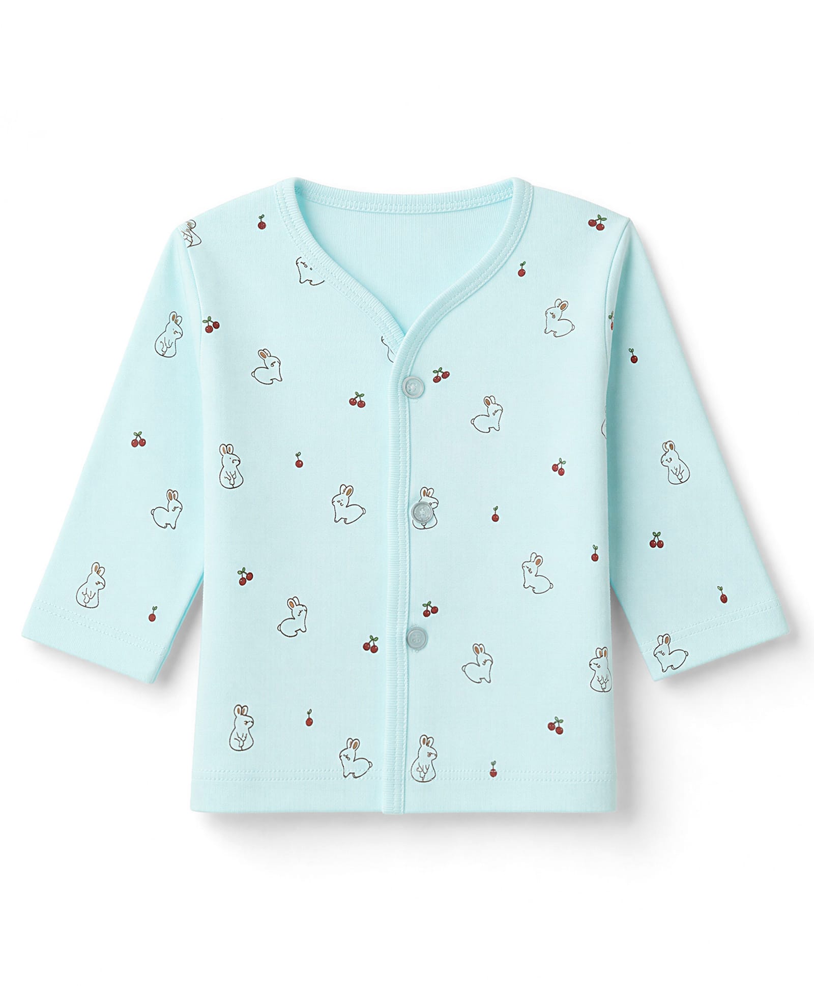 Tango Interlock Knit Full Sleeves Jhabla With Rabbit Print -Aqua Blue-image-43