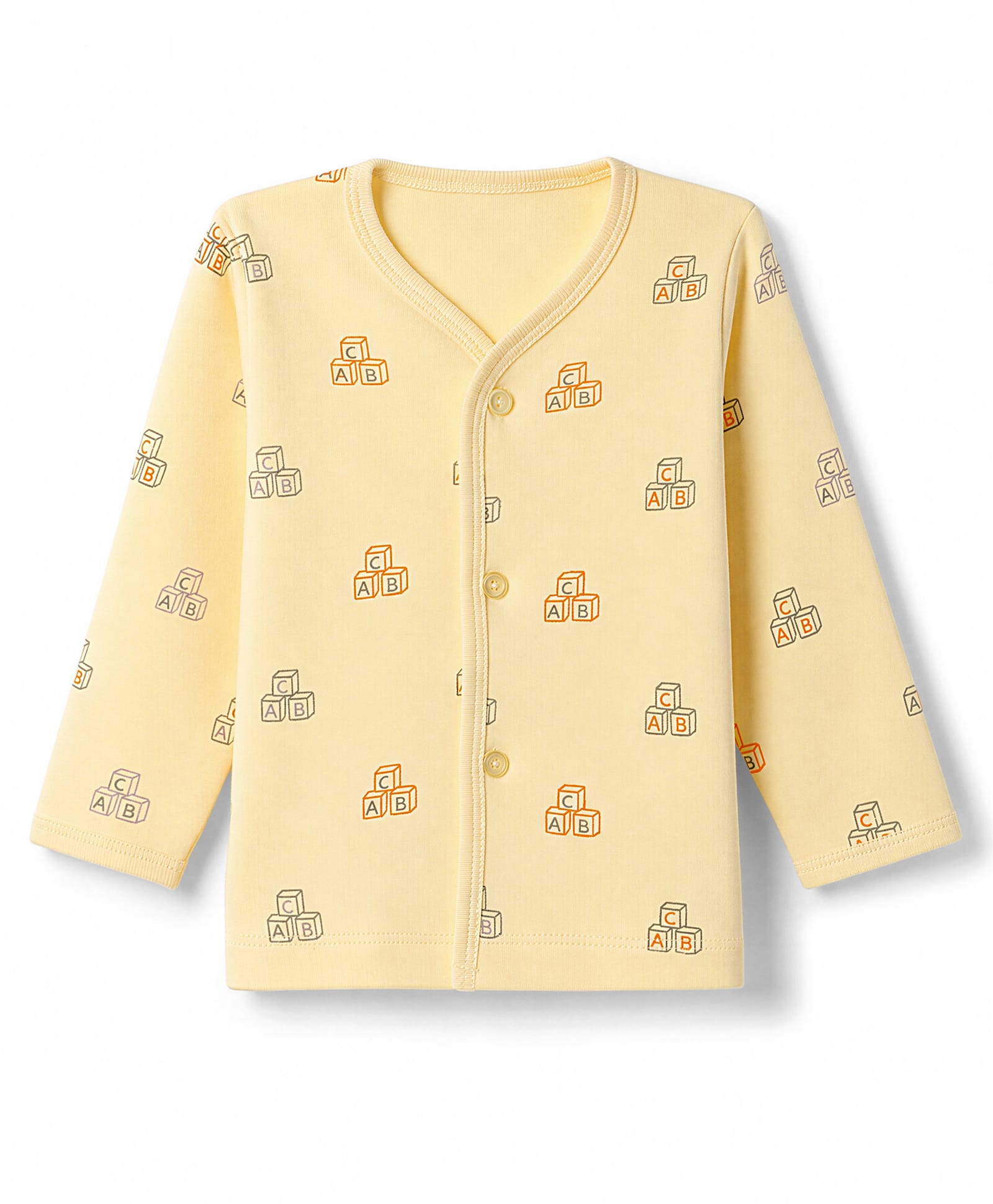 Tango Interlock Knit Full Sleeves Jhabla With Text Print - Yellow-picture-38