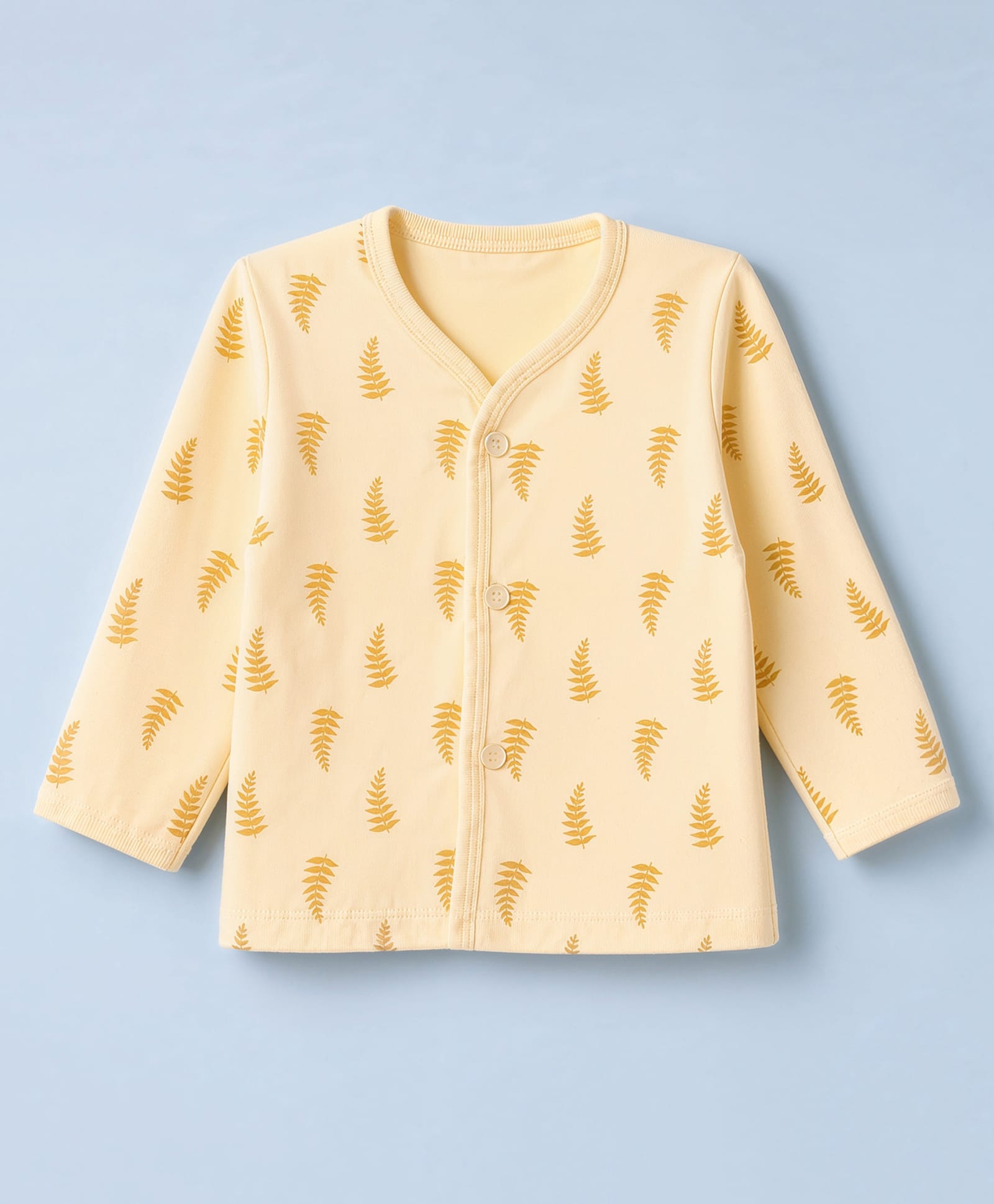 Tango Interlock Knit Full Sleeves Jhablas With Feather Print - Yellow-picture-10