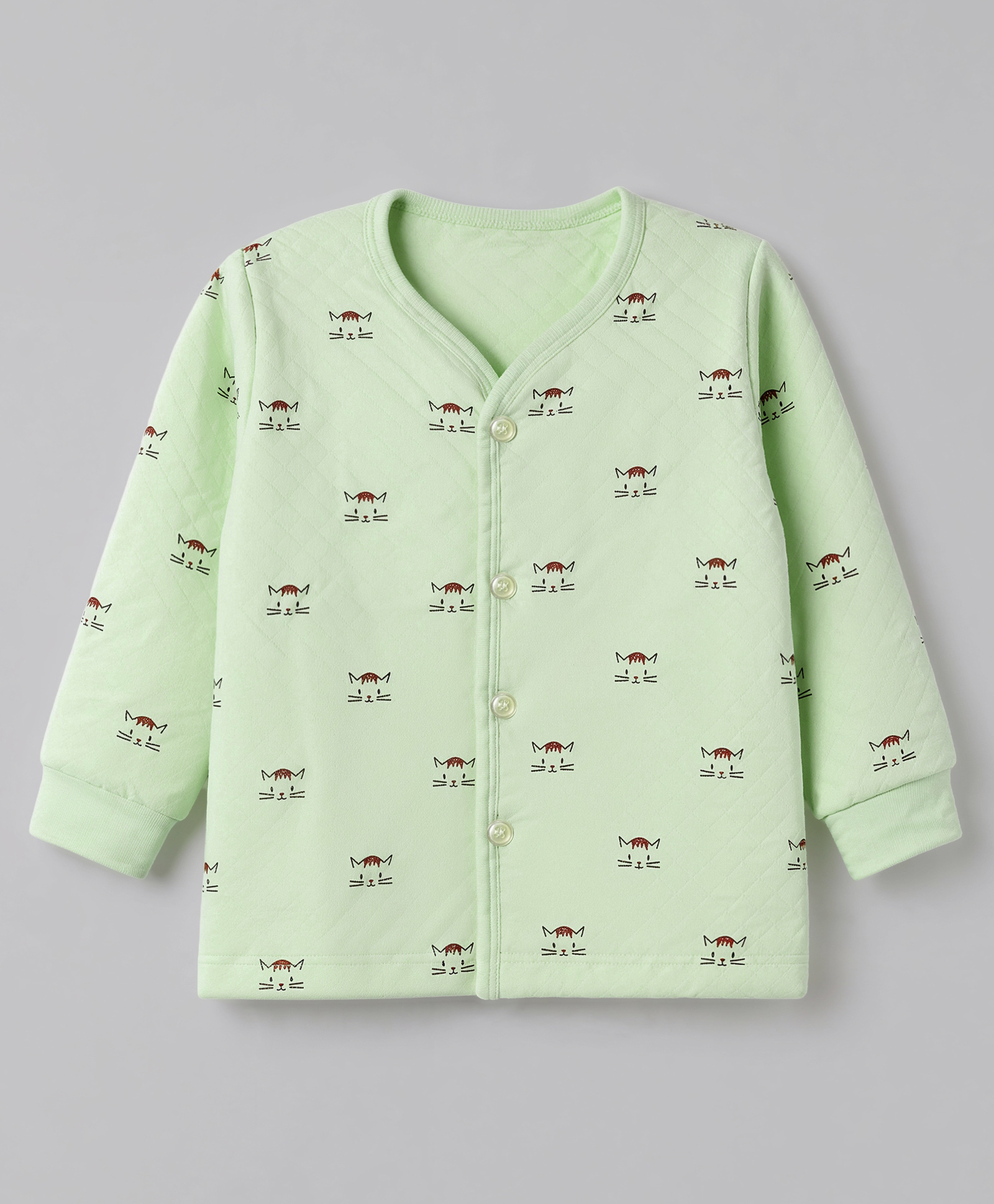 Tango Polyfill Knit Full Sleeves Quilted Jhablas with Cat Print - Green-picture-32