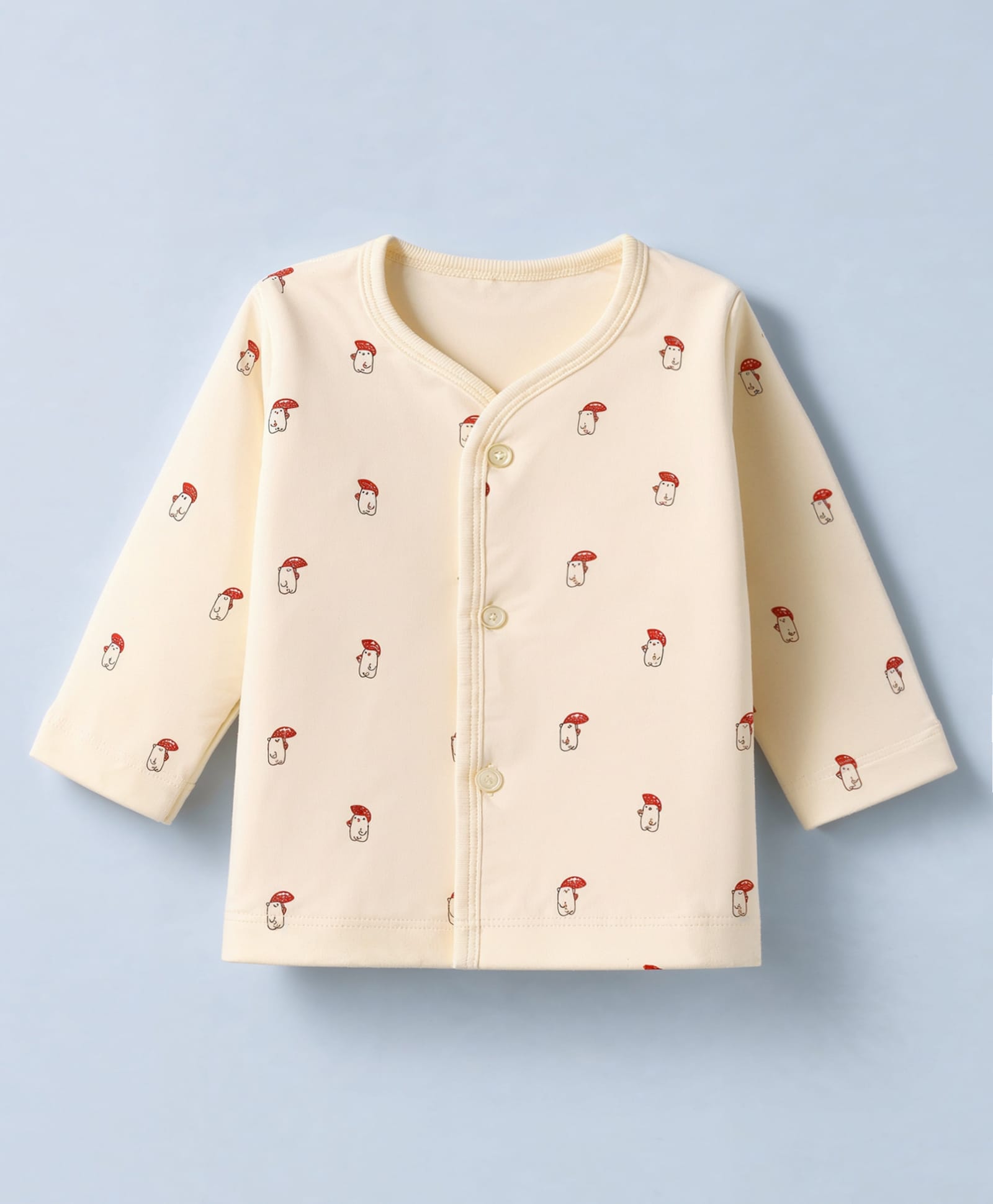 Tango Fleece Knit Full Sleeves Jhabla with Bear Print - Peach-picture-33