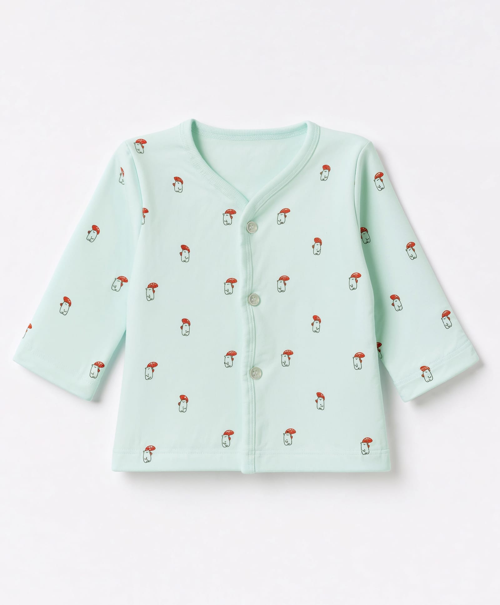Tango Fleece Knit Full Sleeves Jhabla with Bear Print - Aqua-picture-5