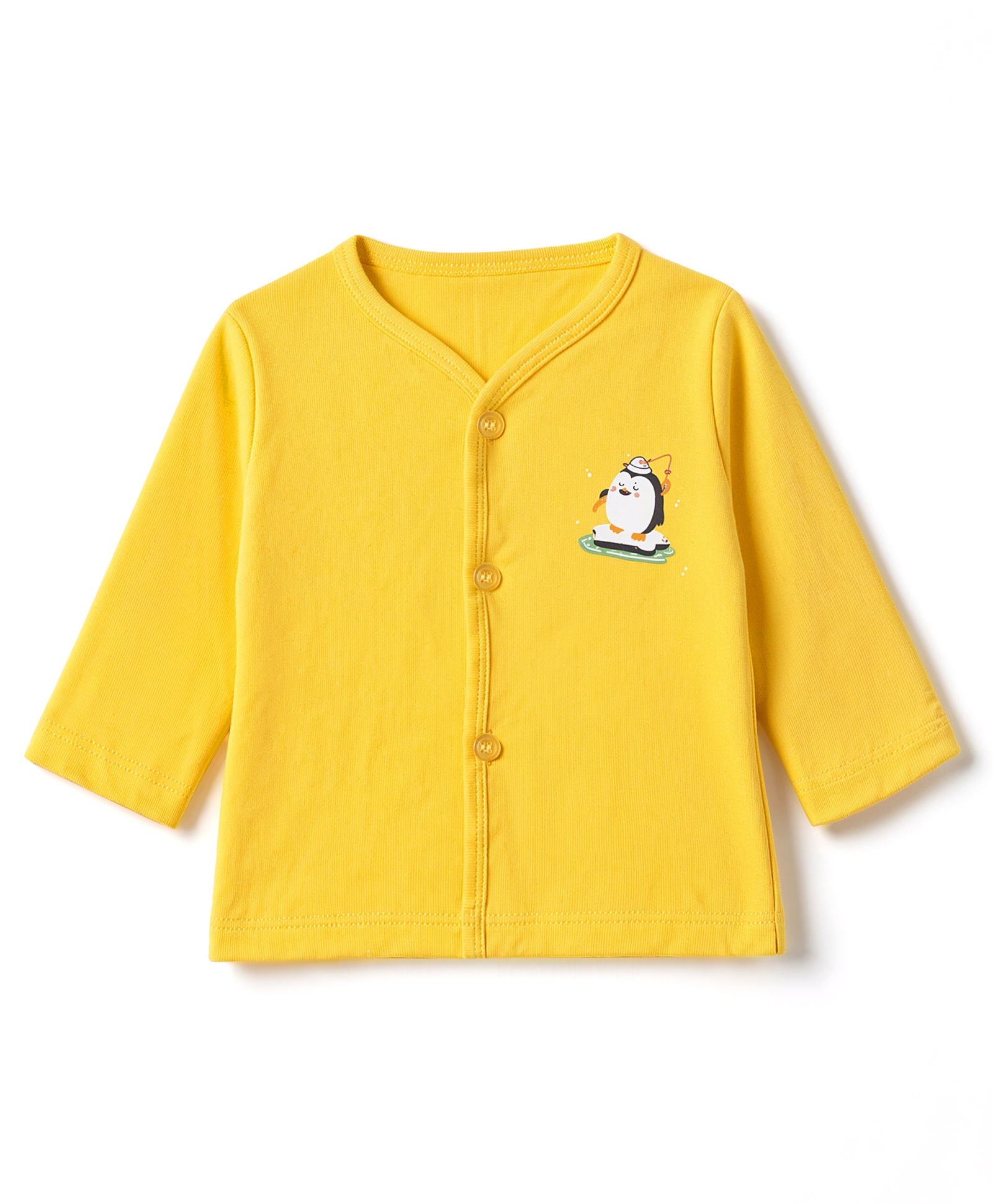 Tango Fleece Knit Solid Full Sleeves Jhablas With Penguin Print - Golden-image-16