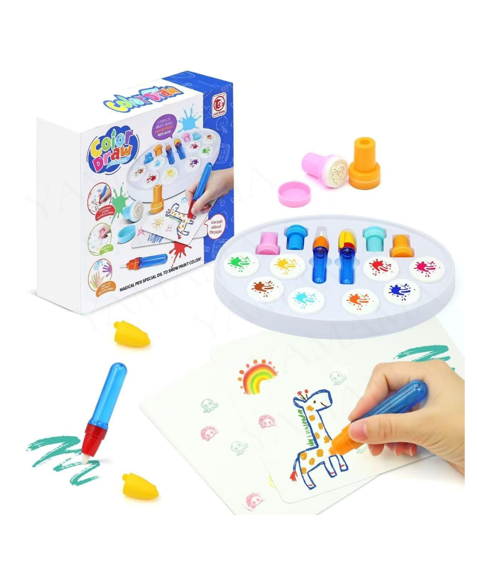 YAMAMA Magical Paint Brush Art Set, Mess Free Painting Art Activities for Kids, Mess Free Art Kit with Color-Changing Brush for Creative Learning at Home & School, Gift for Toddlers - Multicolor-picture-28