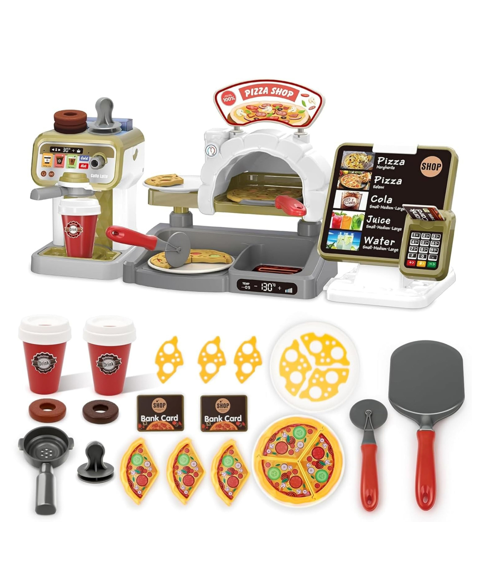 Lumo Brilliant Toys Pizza Shop Luxury Kids Kitchen Playset, Role Play Educational Toys Fun Entertainment Pretend Play Set Kids Toys - Multicolor-picture-16
