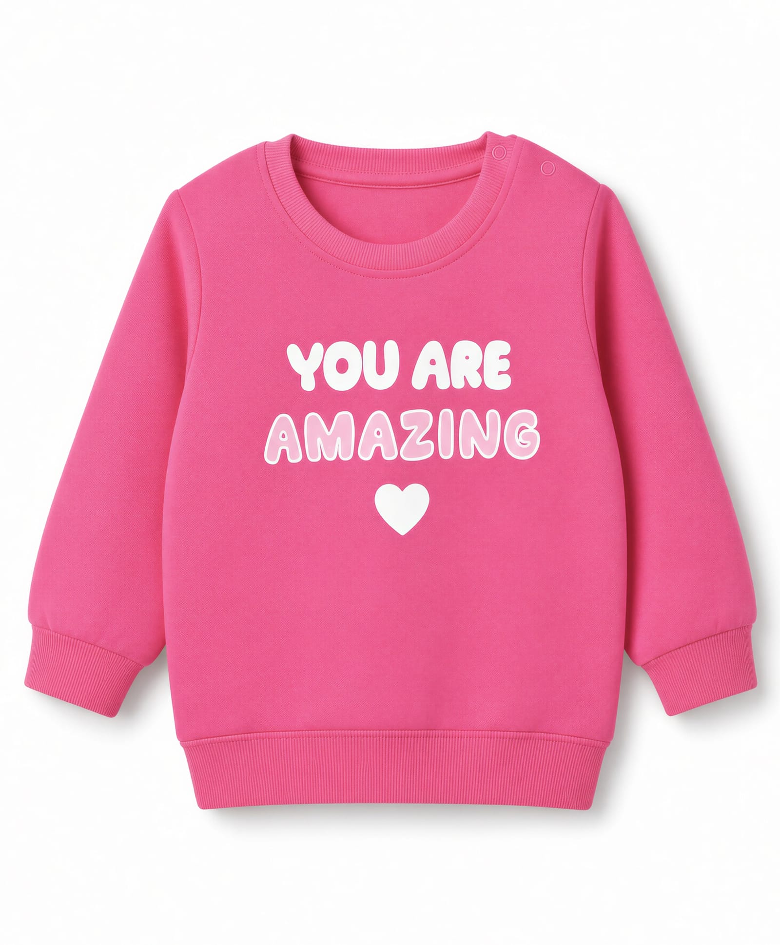 Doodle Poodle 100% Cotton Single Jersey Looper Terry Knit Light Weight Sweatshirt with Full Sleeves and You Are Amazing Text Embroidery - Pink-image-12