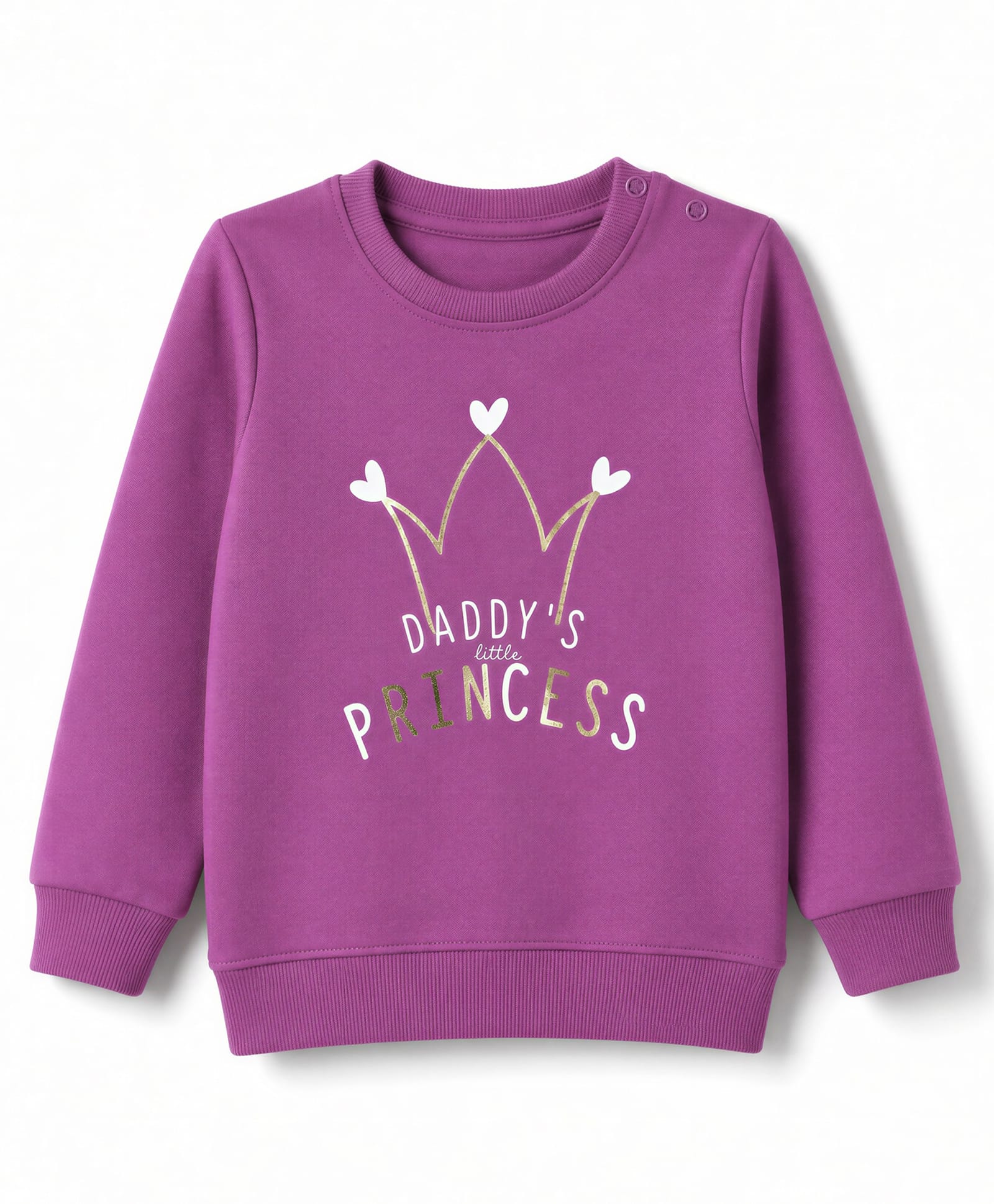 Doodle Poodle 100% Cotton Looper Terry Knit Light Weight Sweatshirt with Full Sleeves and Daddy' Little Princess Print - Violet-image-1