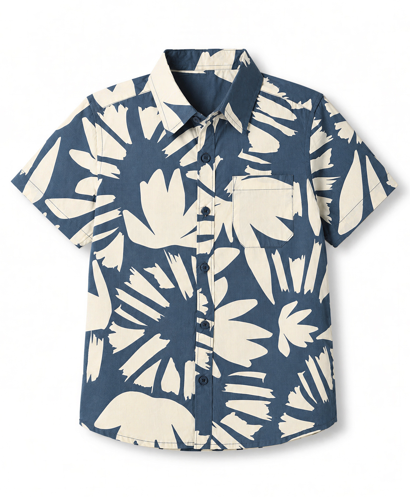 Pine Kids Cotton Woven Shirt with Half Sleeves and Floral Print - Light Blue-picture-28