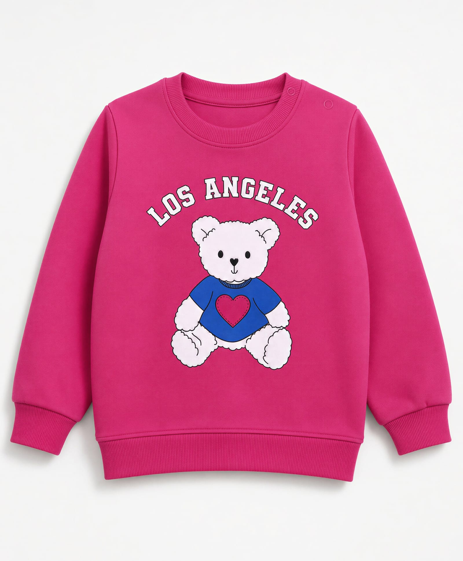 Doodle Poodle 100% Cotton Looper Terry Single Jersey Knit Sweatshirt with Full Sleeves and Teddy Bear Print - Pink-picture-24