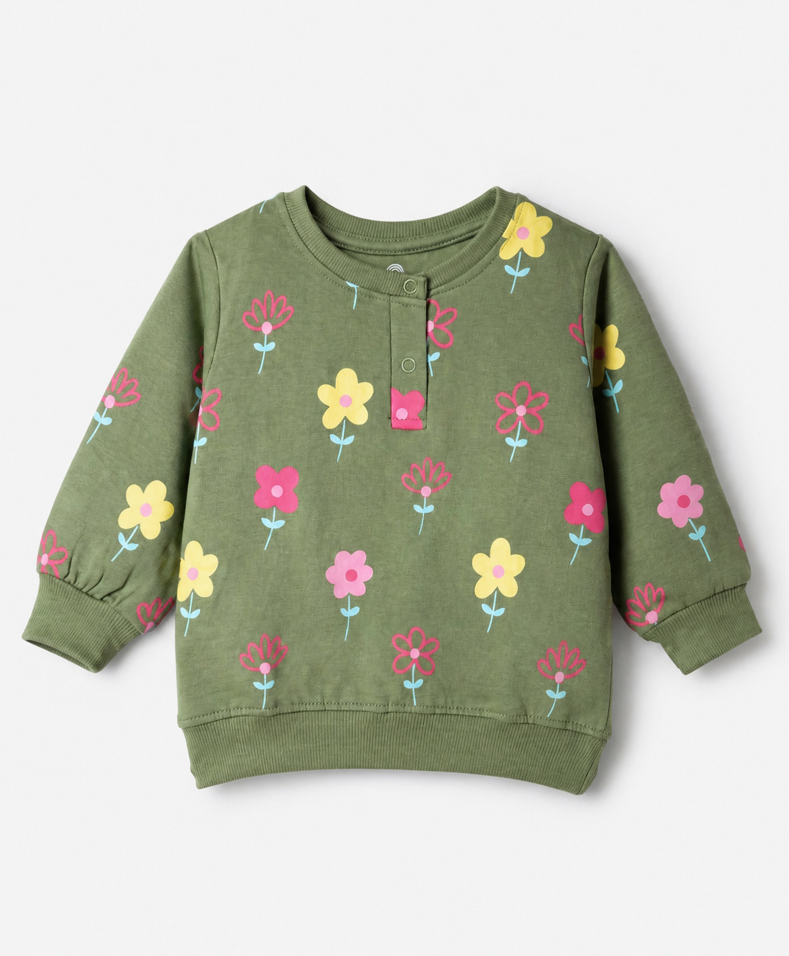 Doodle Poodle Cotton Single Jersey Knit Sweatshirts with Full Sleeves and Floral Print - Dark Green-picture-41
