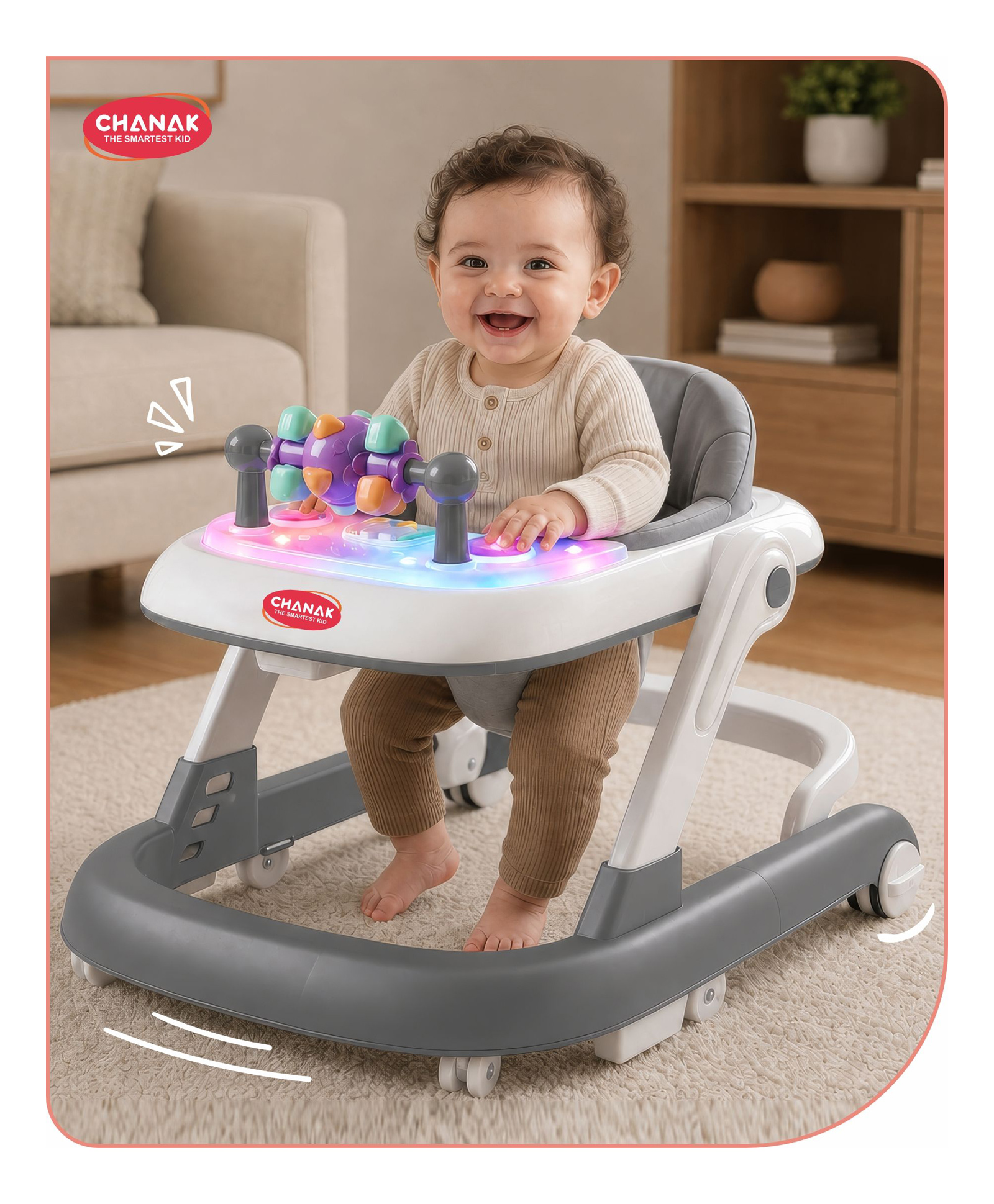 Aditi Toys Musical Baby Walker Featuring Adjustable Height, Activity Tray, Food Tray And Push-Walker Mode with Foldable Frame For Easy Storage-image-21