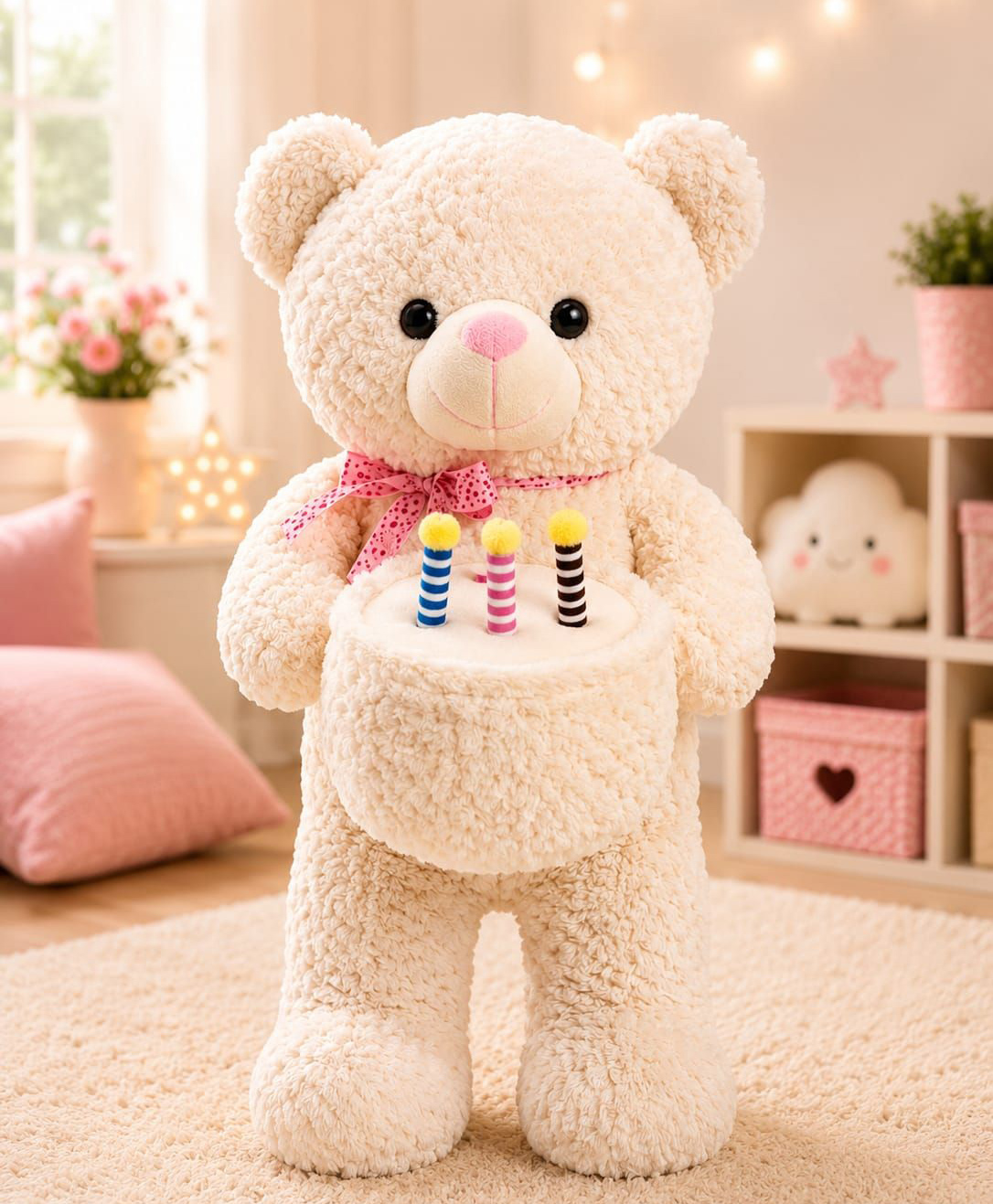 Besties 60 cm Cake Teddy Bear Soft Toy | Gifting for Birthday, Anniversary or Other Occasions | Boys & Girls | Stuffed Animal Baby Safe | Cuddle & Travel Partner | Room & Car Décor - Cream-image-3