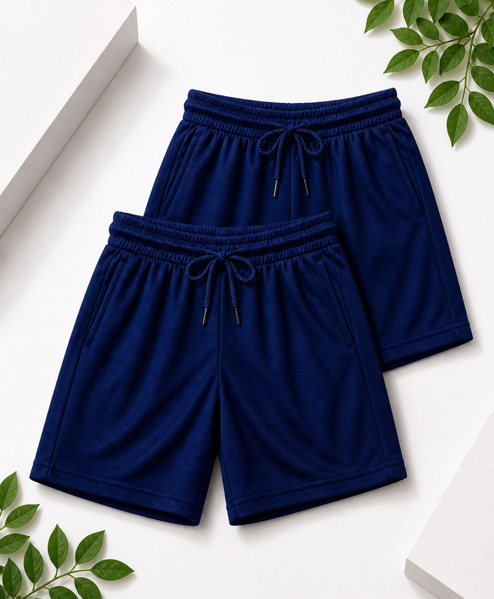 RISH Knit Pack Of 2 Textured Shorts - Navy Blue-picture-16