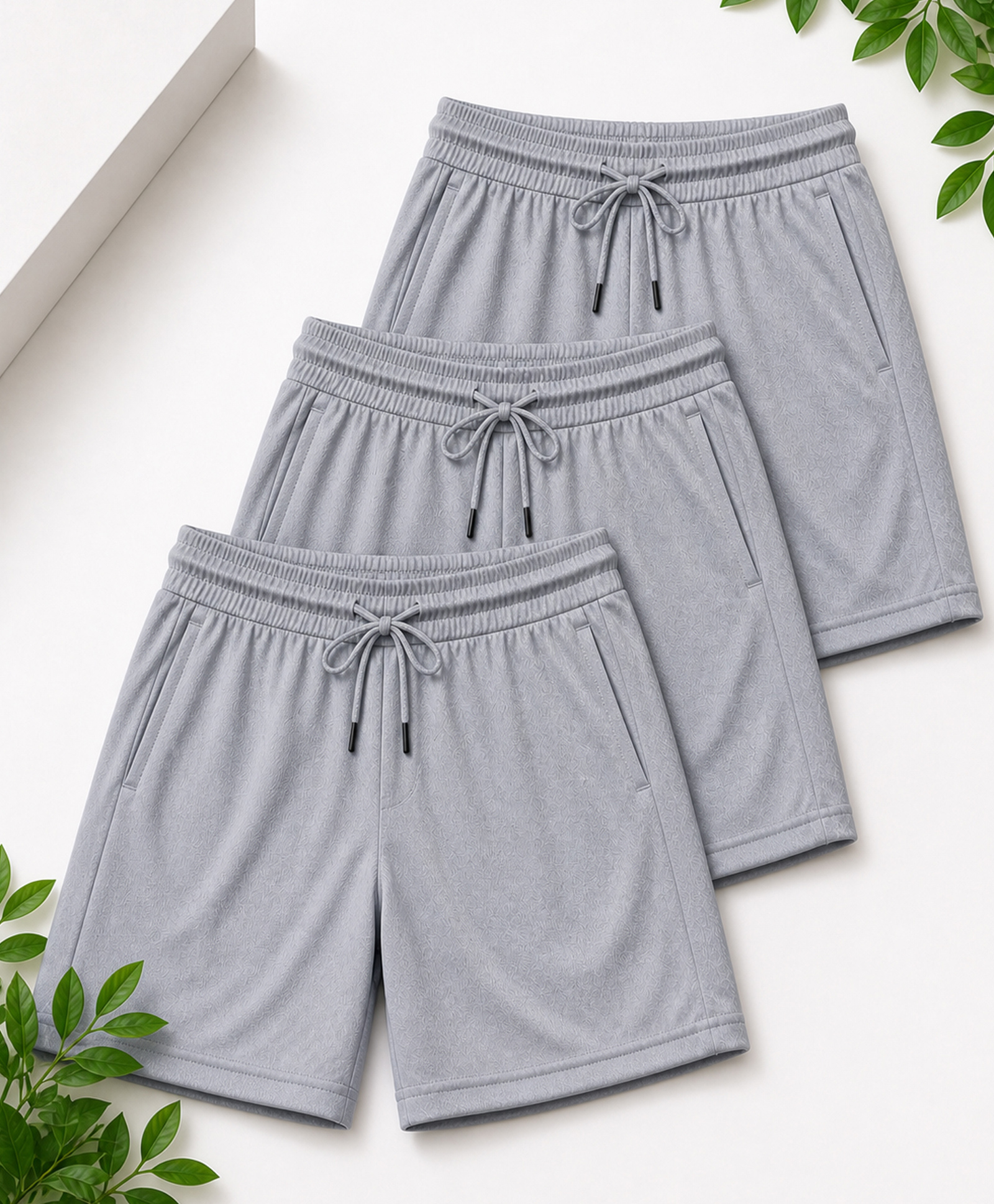 RISH Knit Pack Of 3 Textured Shorts - Grey-picture-10