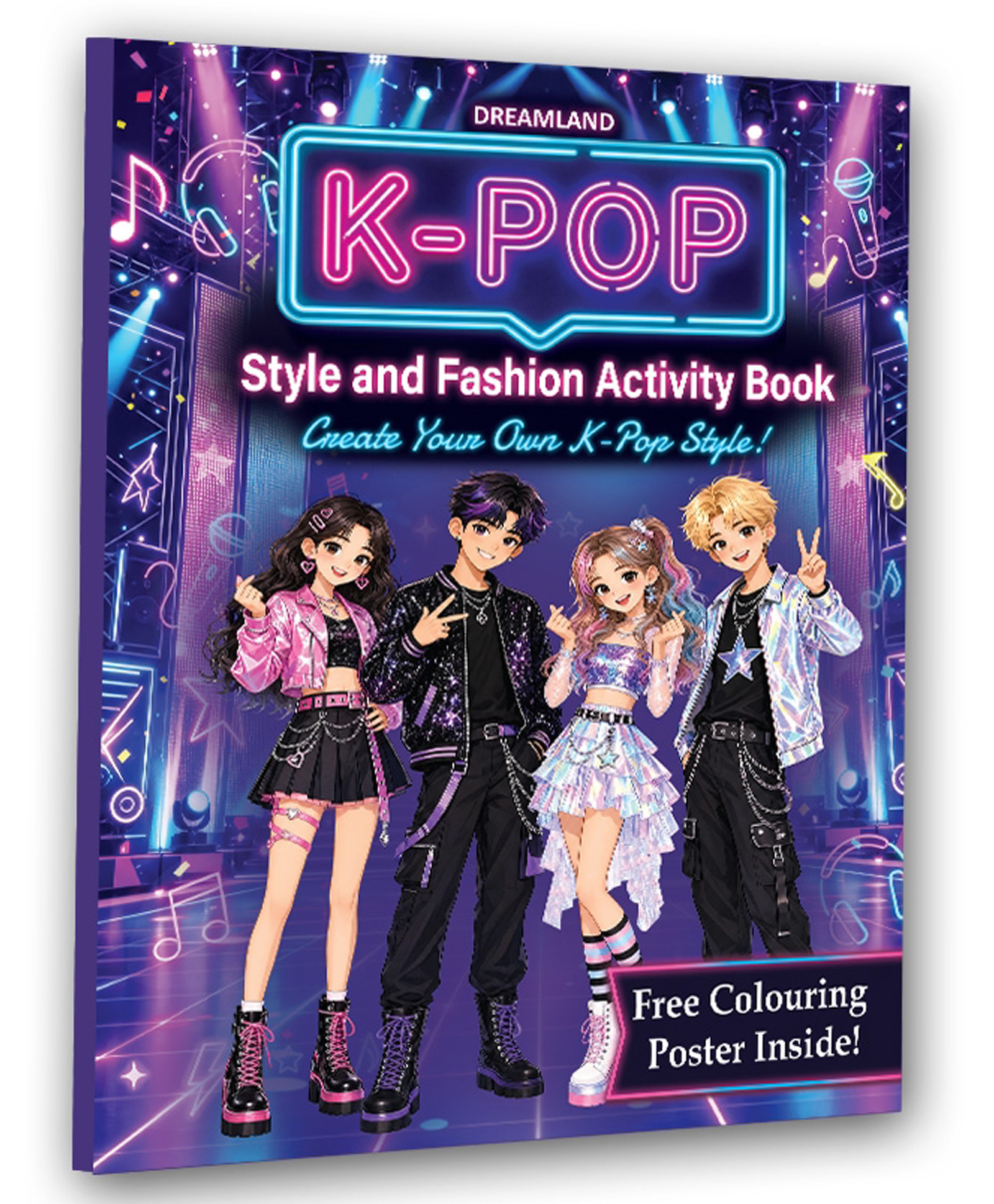 K- POP Style and Fashion Activity Book for Kids Age 8 to12 years- Design Trendy Outfits, Create Idol Looks, Color Fashion Pages, Solve Puzzles & Have Fun by Dreamland | English | Paperback-image-2
