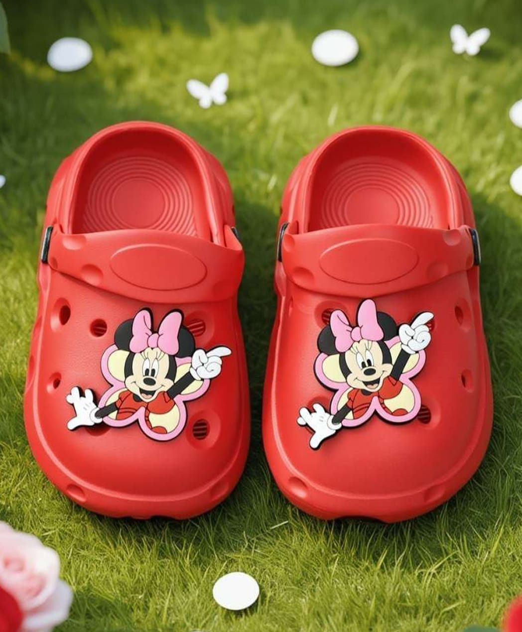 Yellow Bee Mickey & Friends Featuring Minnie Mouse Applique Detailed Perforated Slingback Clogs - Red-picture-39
