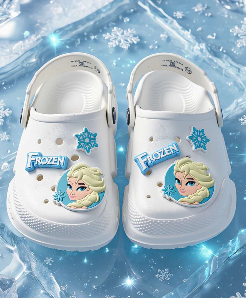 Yellow Bee Disney Frozen Featuring Elsa Applique Detailed Perforated Slingback Clogs - White-picture-11