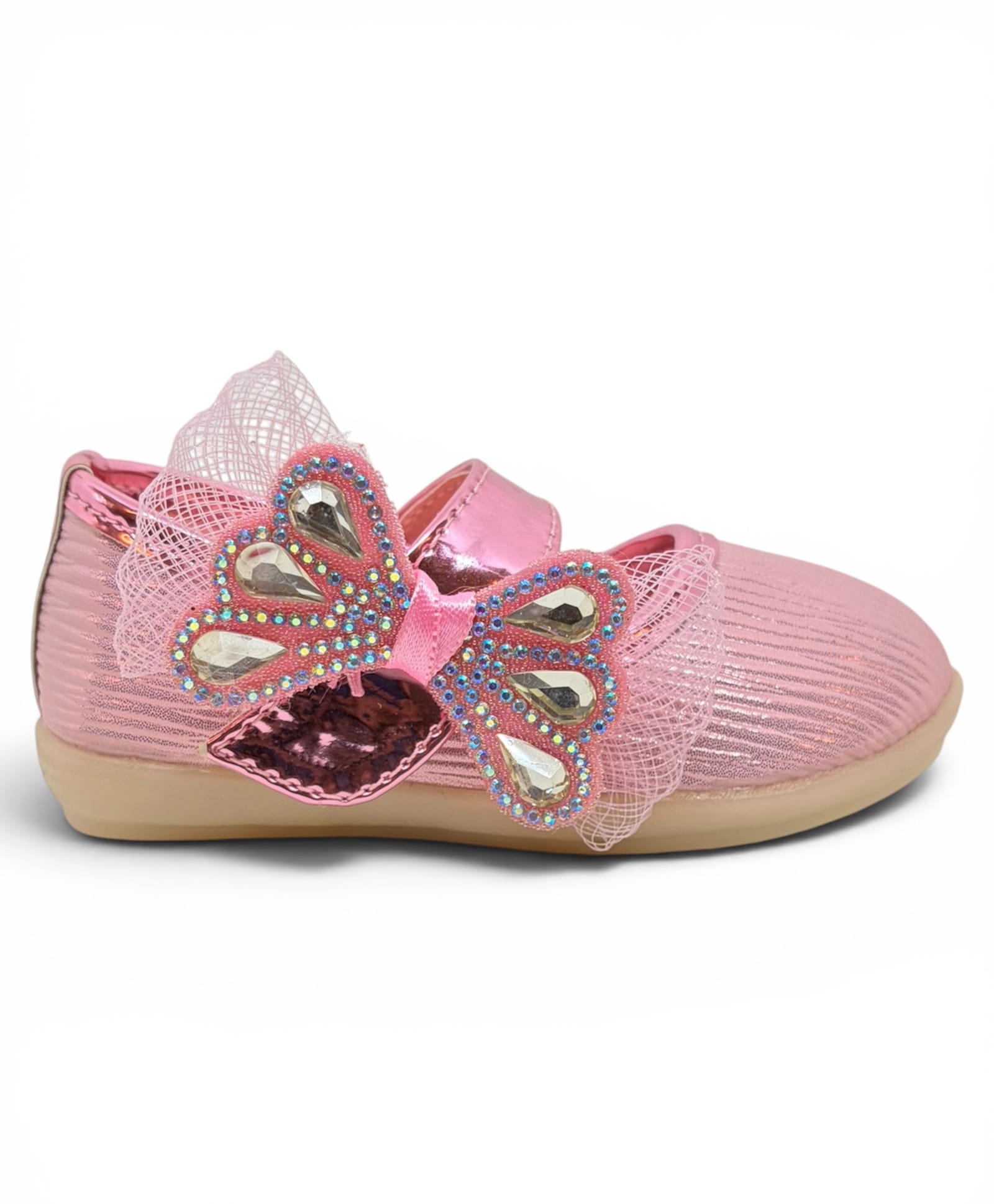 Lil Lollipop Sequin Embellished Bow Applique Detailed Velcro Closure Mary Jane Ballerinas - Pink-picture-17