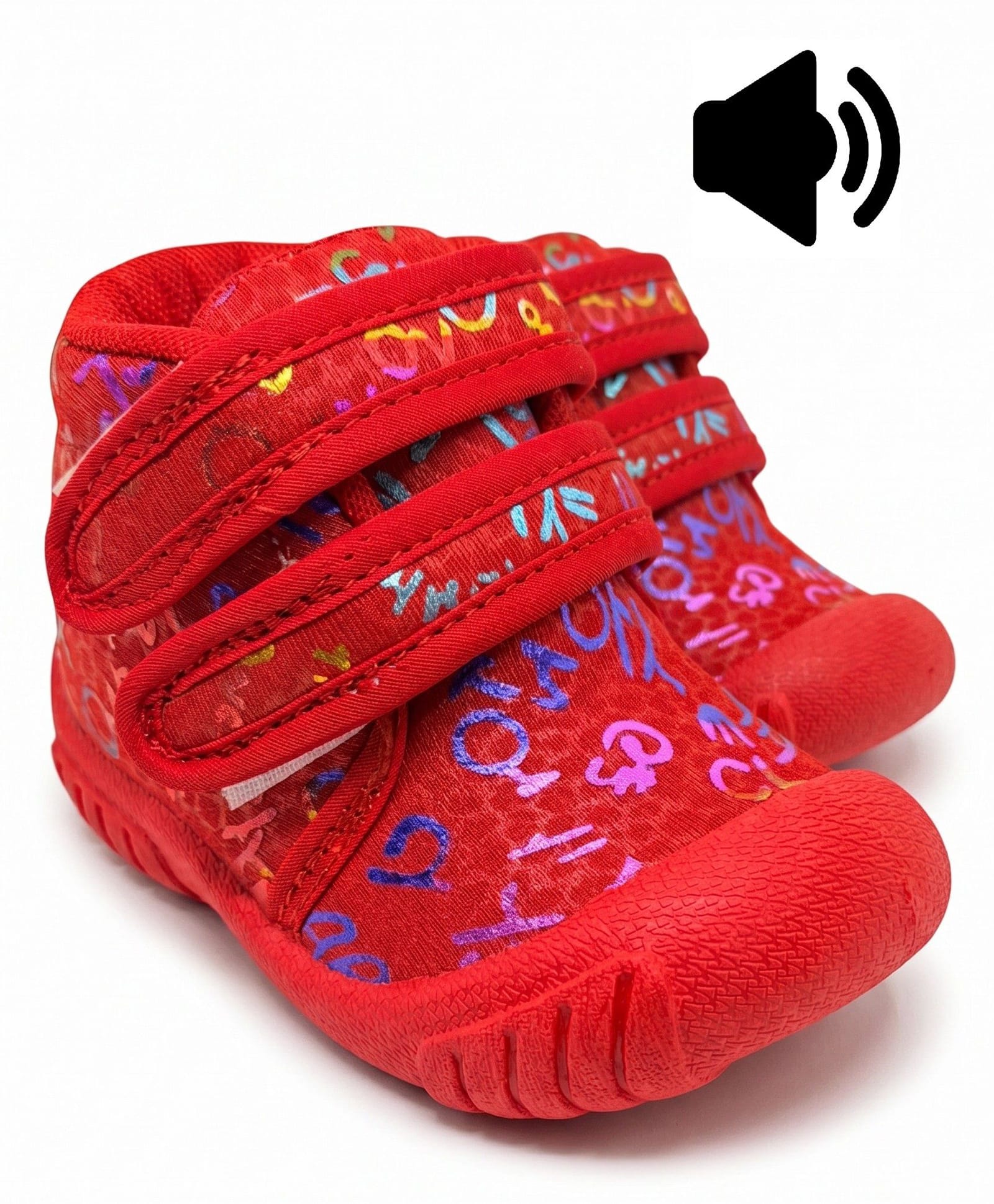 Lil Lollipop Abstract Foil Printed Double Velcro Closure Musical Booties - Red-picture-14