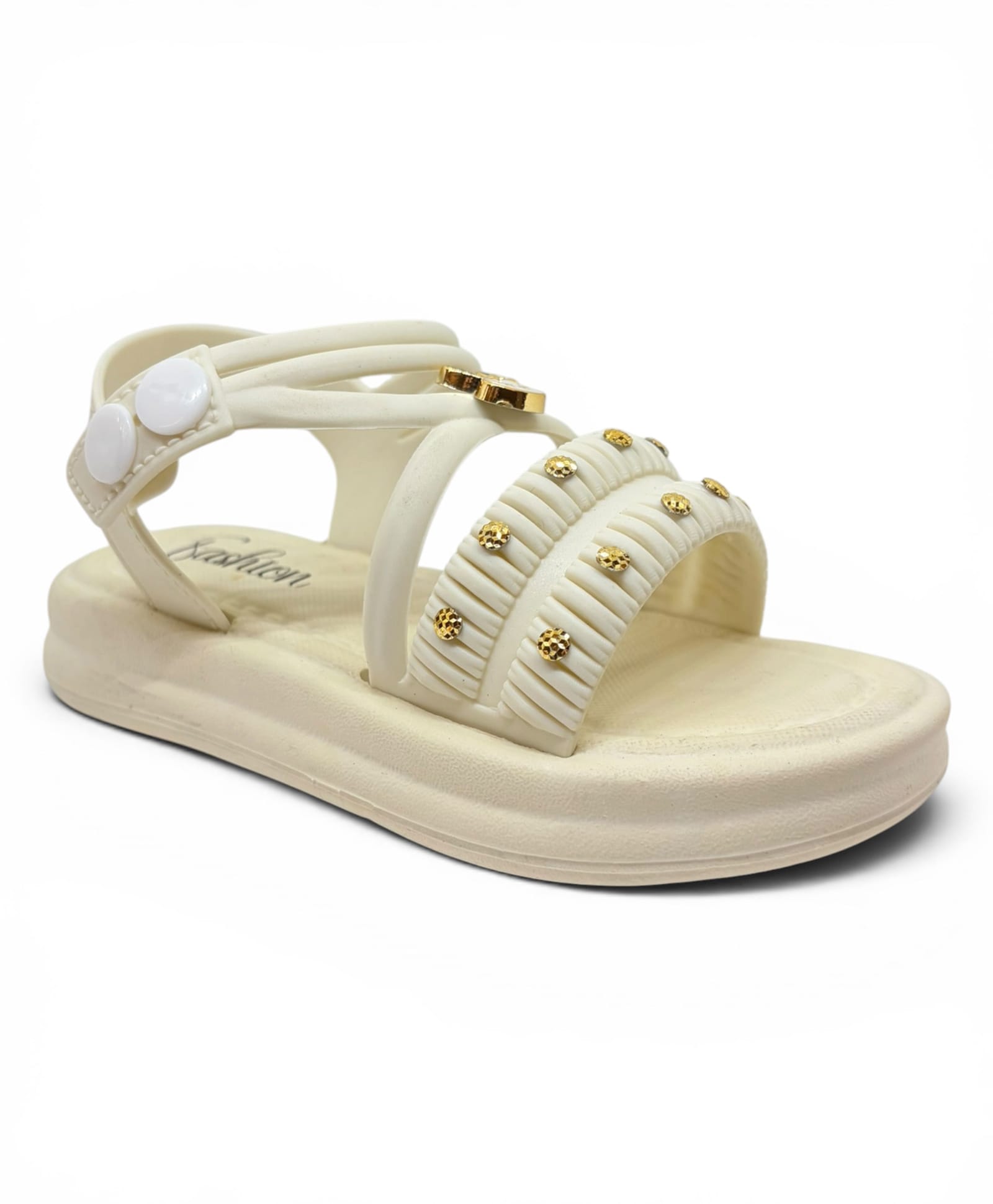 Lil Lollipop Bunny Applique Detailed Button Closure Sandals - Cream-picture-14