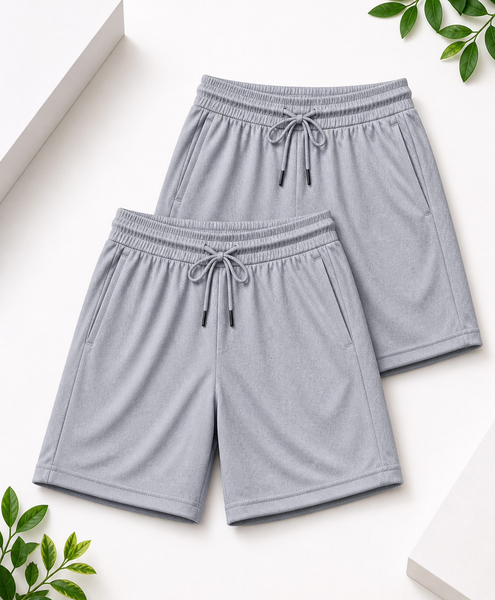 RISH Knit Pack Of 2 Textured Shorts - Grey-picture-25