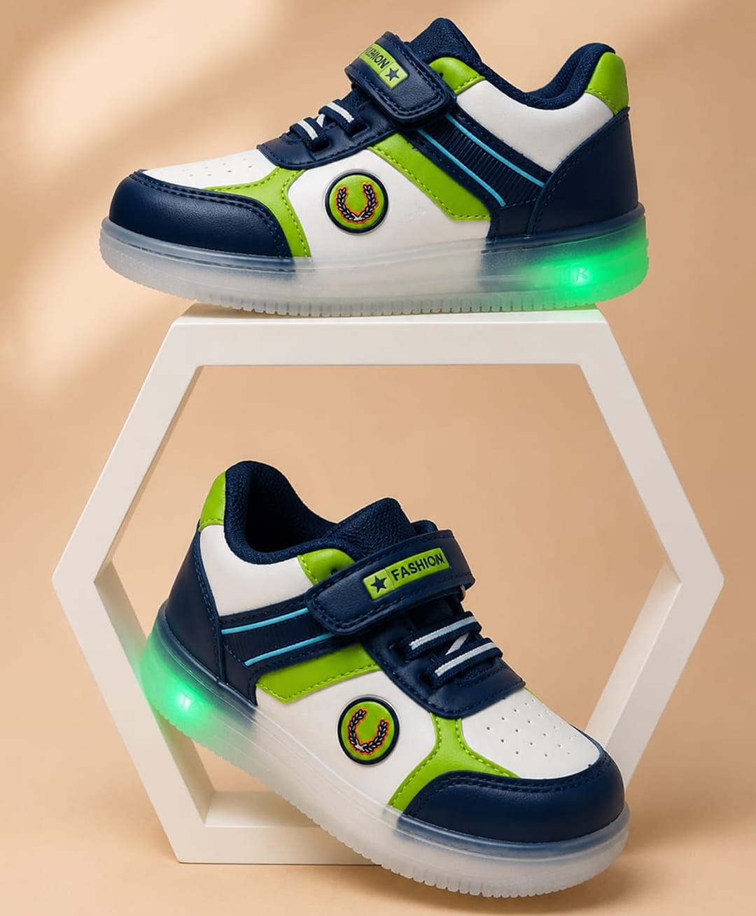 NEW STEPS Colour Blocked Velcro Closure LED Shoes - Blue-picture-22