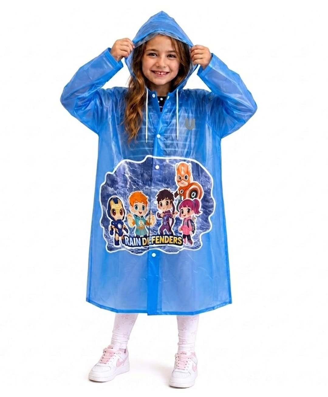 Viva Rainwear PVC Full Sleeves Rain Defenders Designed Hooded Raincoat - Blue-picture-18