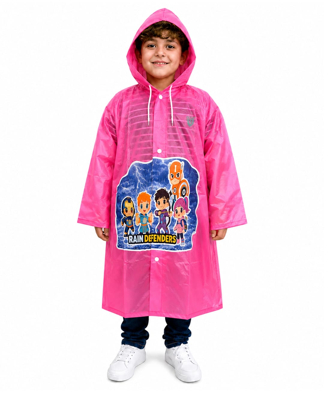 Viva Rainwear PVC Full Sleeves Rain Defenders Designed Hooded Raincoat - Pink-picture-17