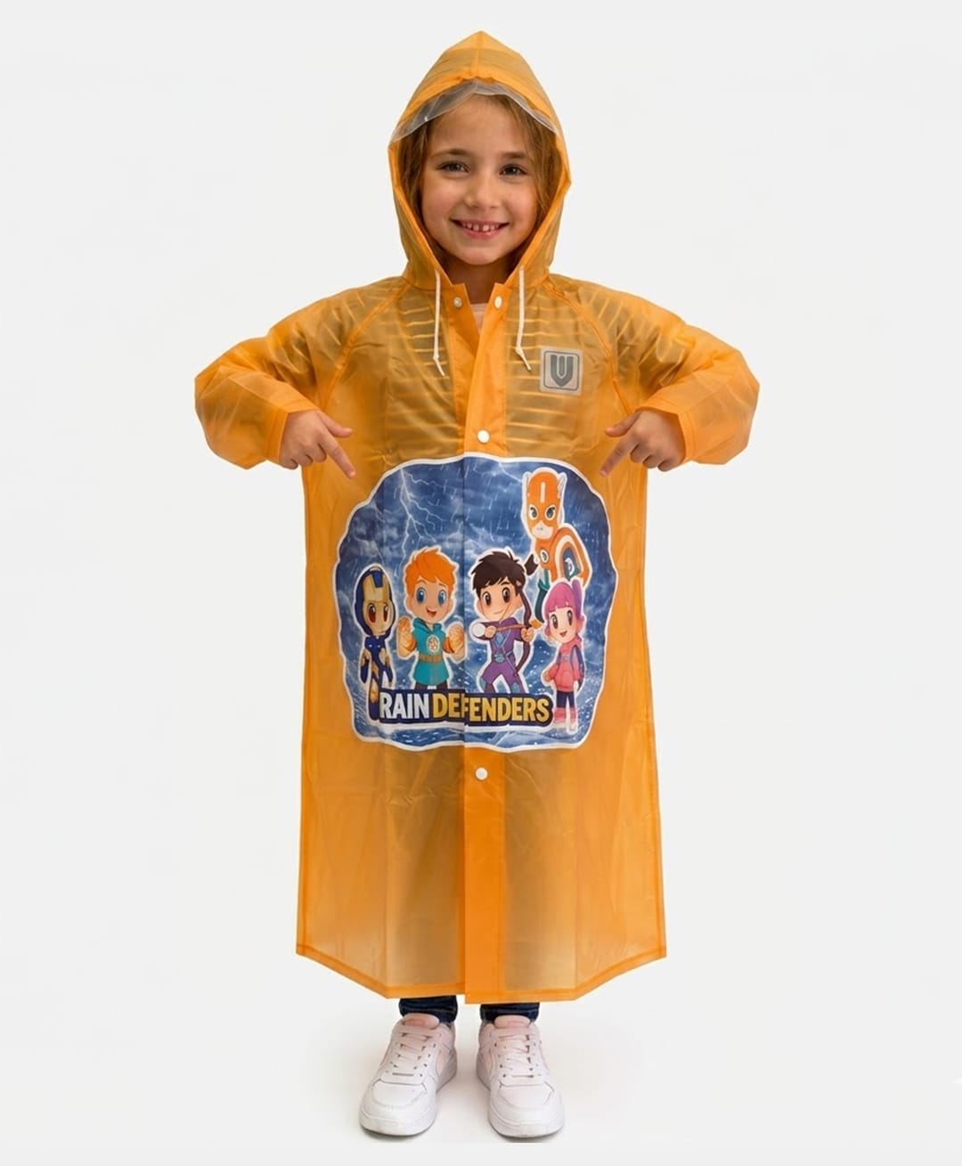 Viva Rainwear PVC Full Sleeves Rain Defenders Designed Hooded Raincoat - Orange-picture-21