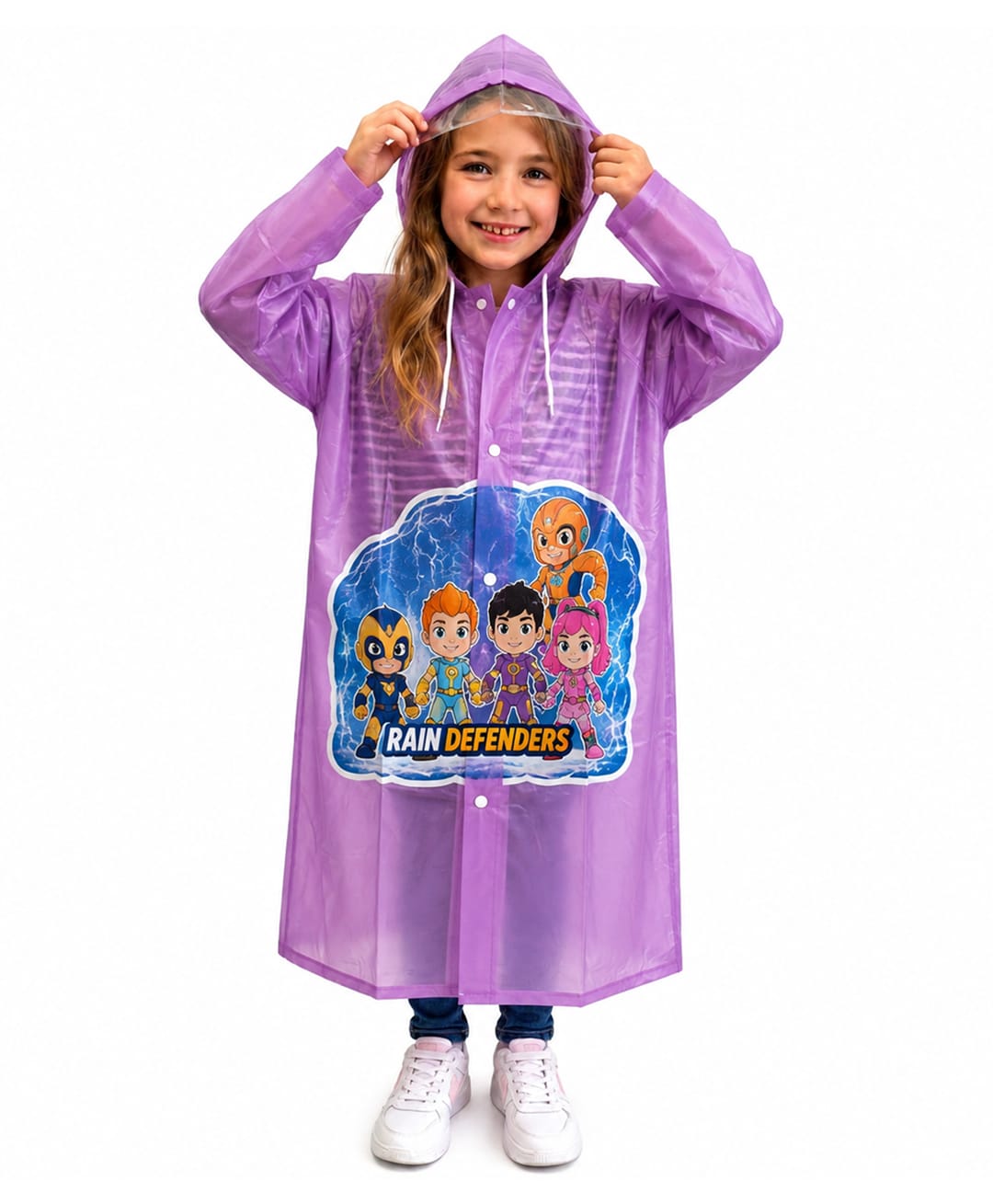 Viva Rainwear PVC Full Sleeves Rain Defenders Designed Hooded Raincoat - Violet-picture-31